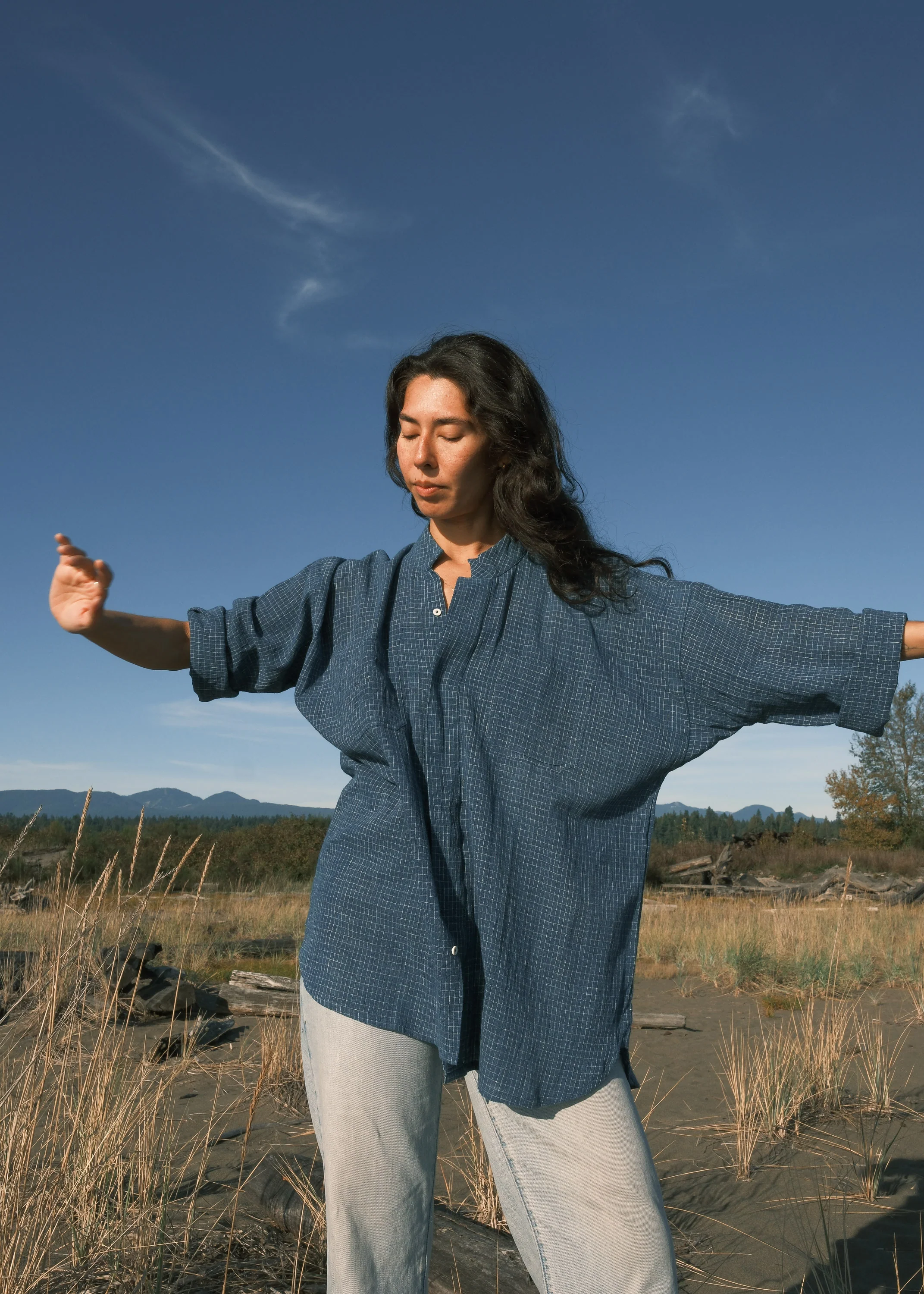 Kailash Shirt - Handwoven Kala Cotton - Pacific