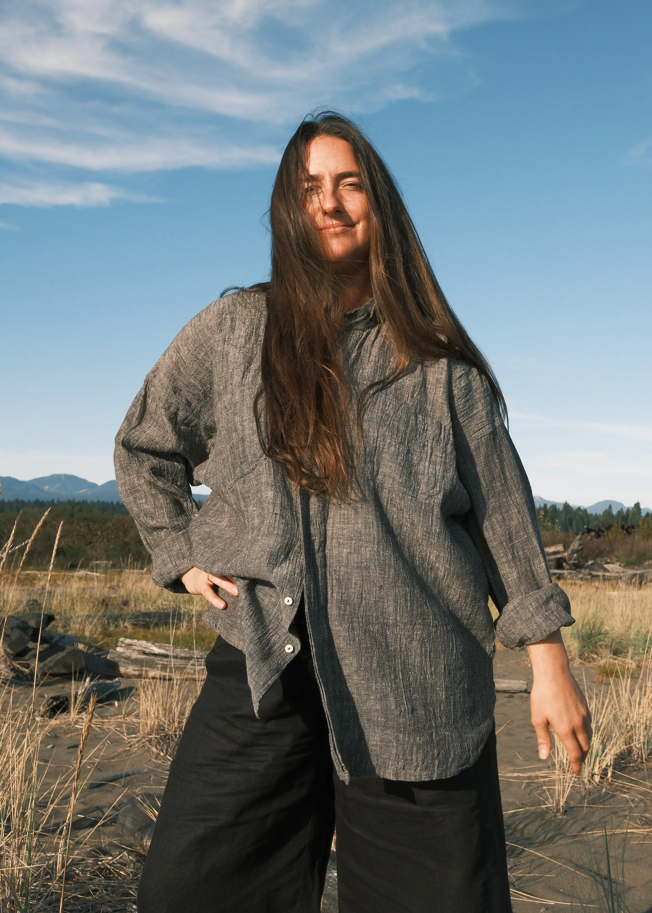 Kailash Shirt - Handwoven Kala Cotton - Sterling - Image 3