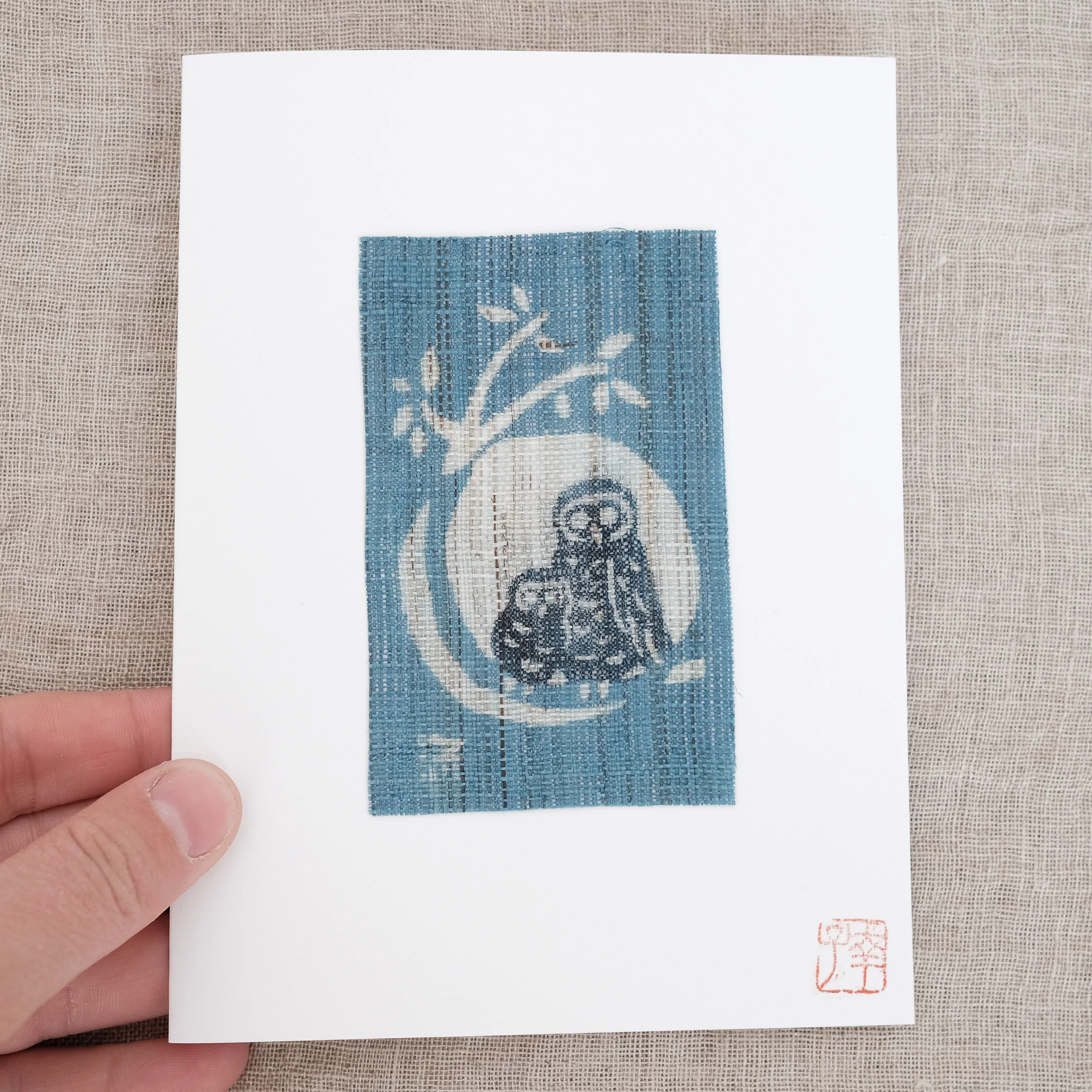 Katazome Card by Yukiko Blackwell - Owl Moon - Image 4