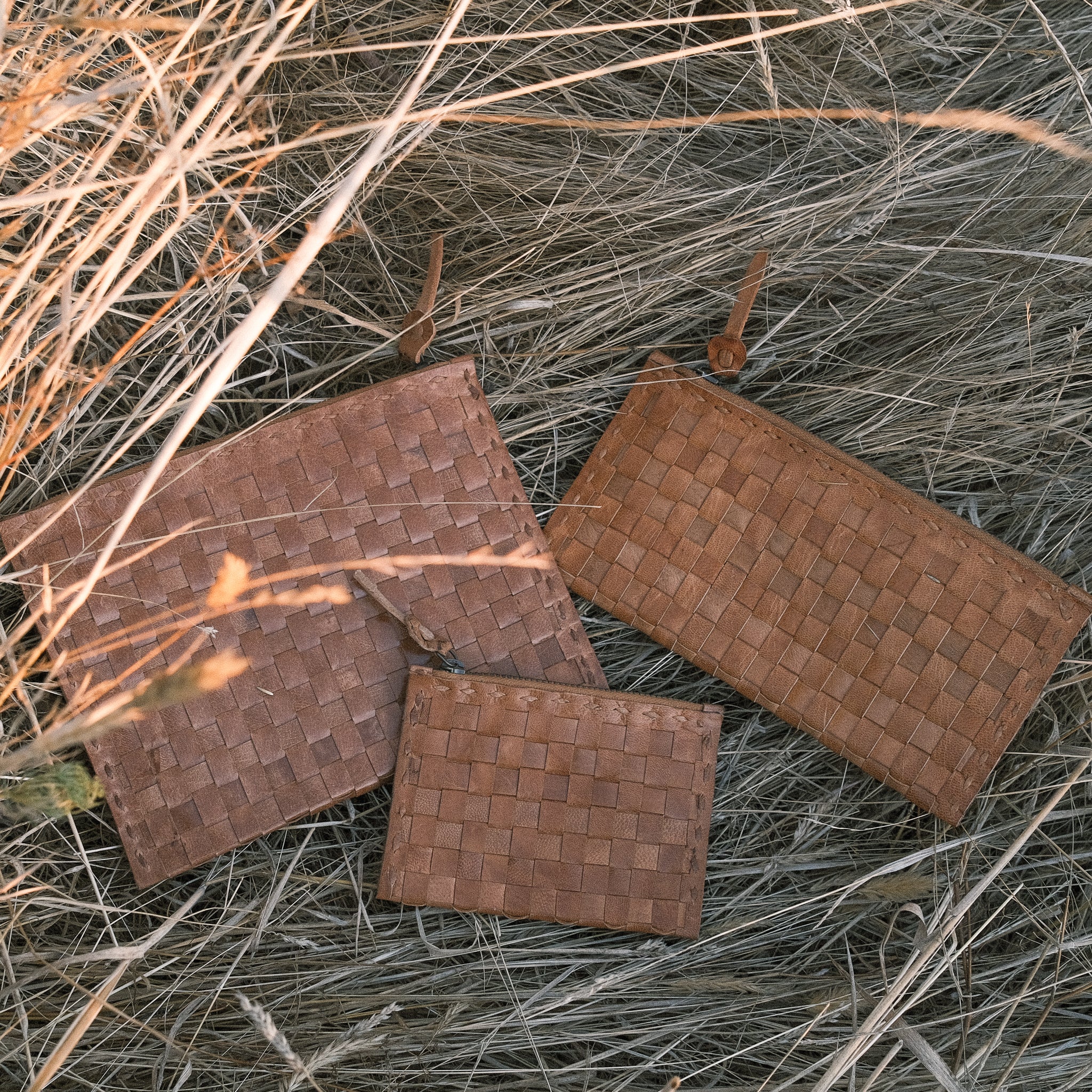 Leather Woven Card Case - Small - Tan - Image 2