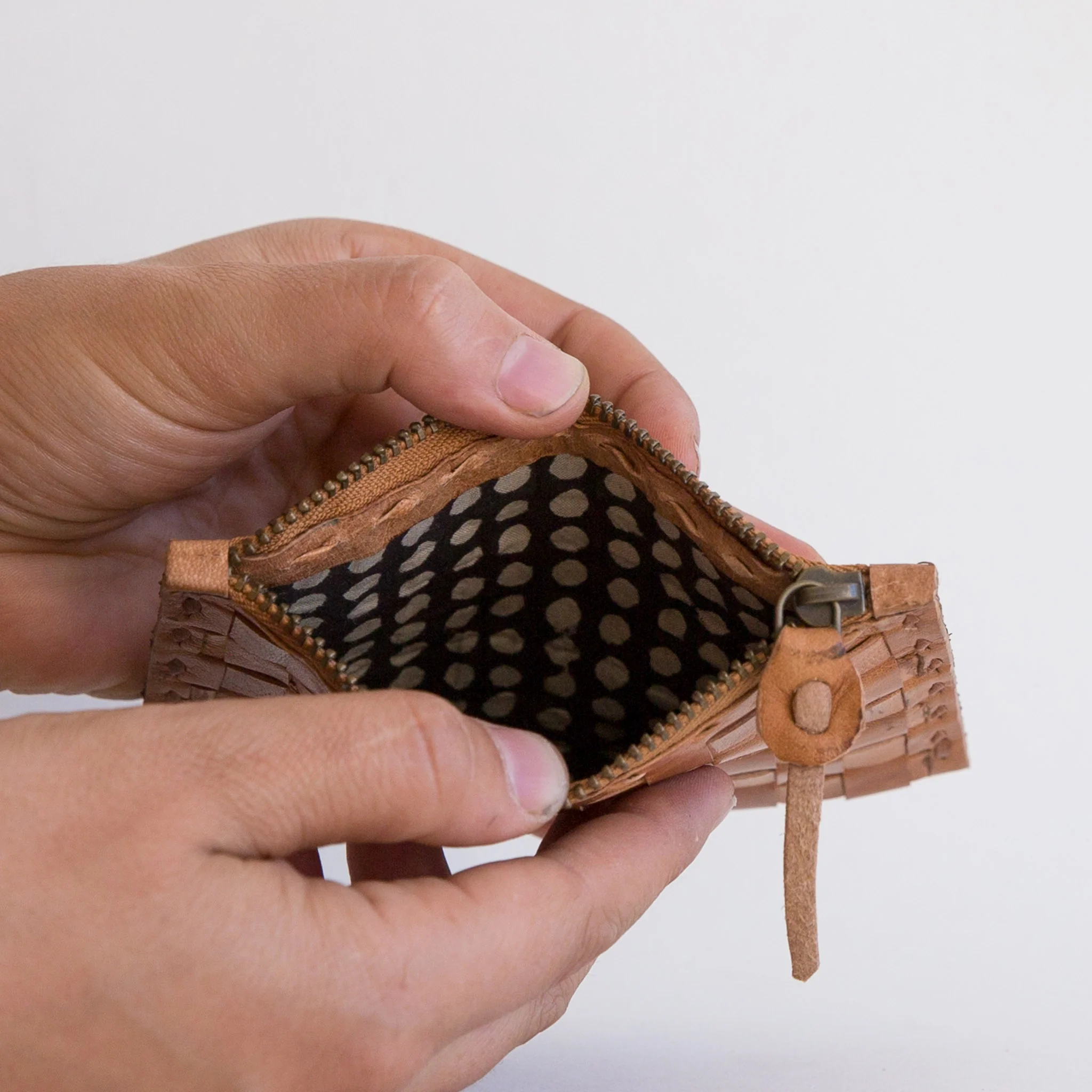 Leather Woven Card Case - Small - Tan - Image 4