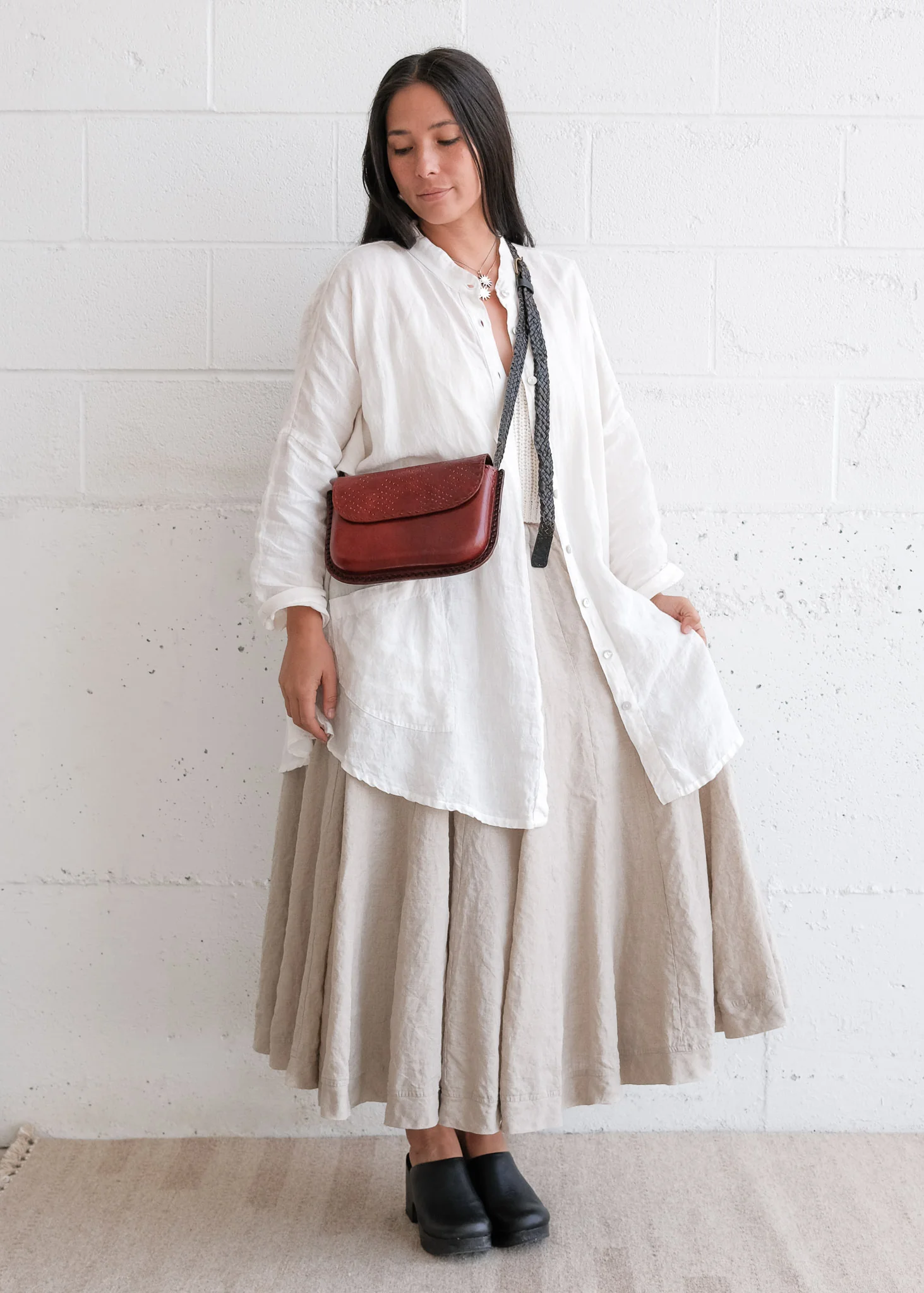 Leather Constellation Bag - Braided - Red with Black Stitching - Image 2