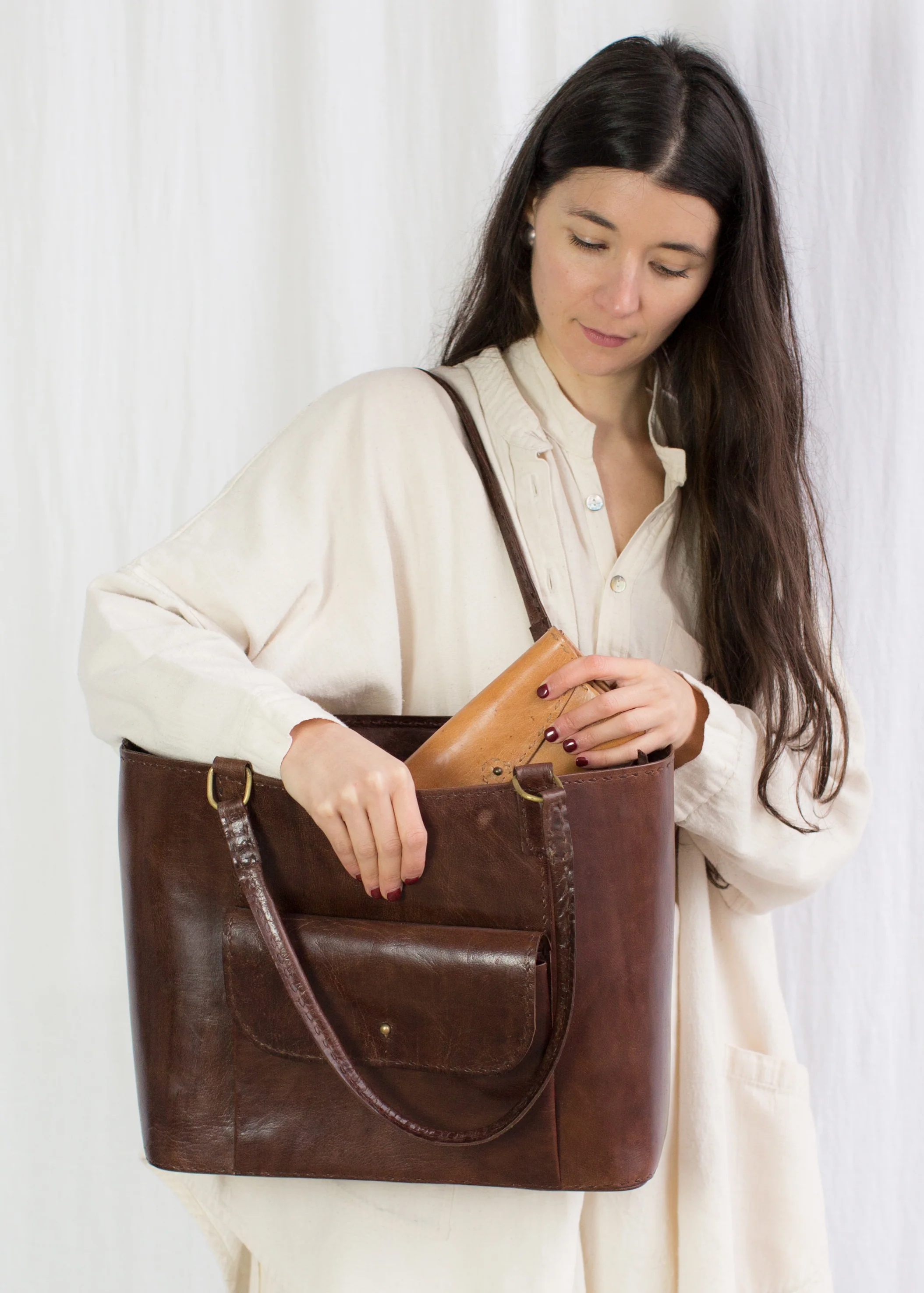 Leather Day Bag - Brown - Image 2
