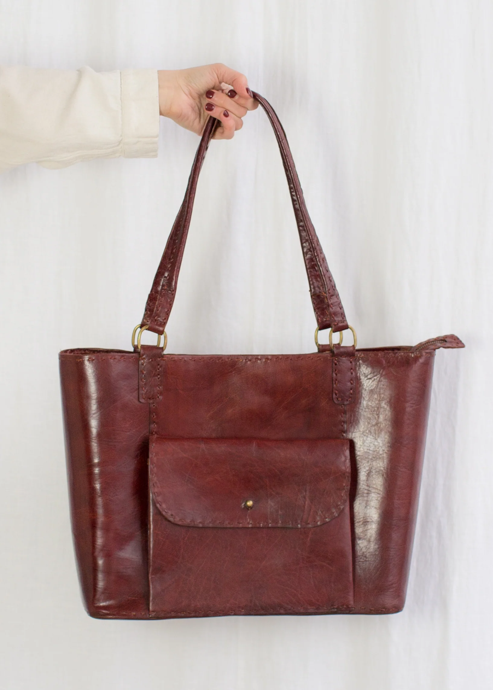 Leather Day Bag - Red