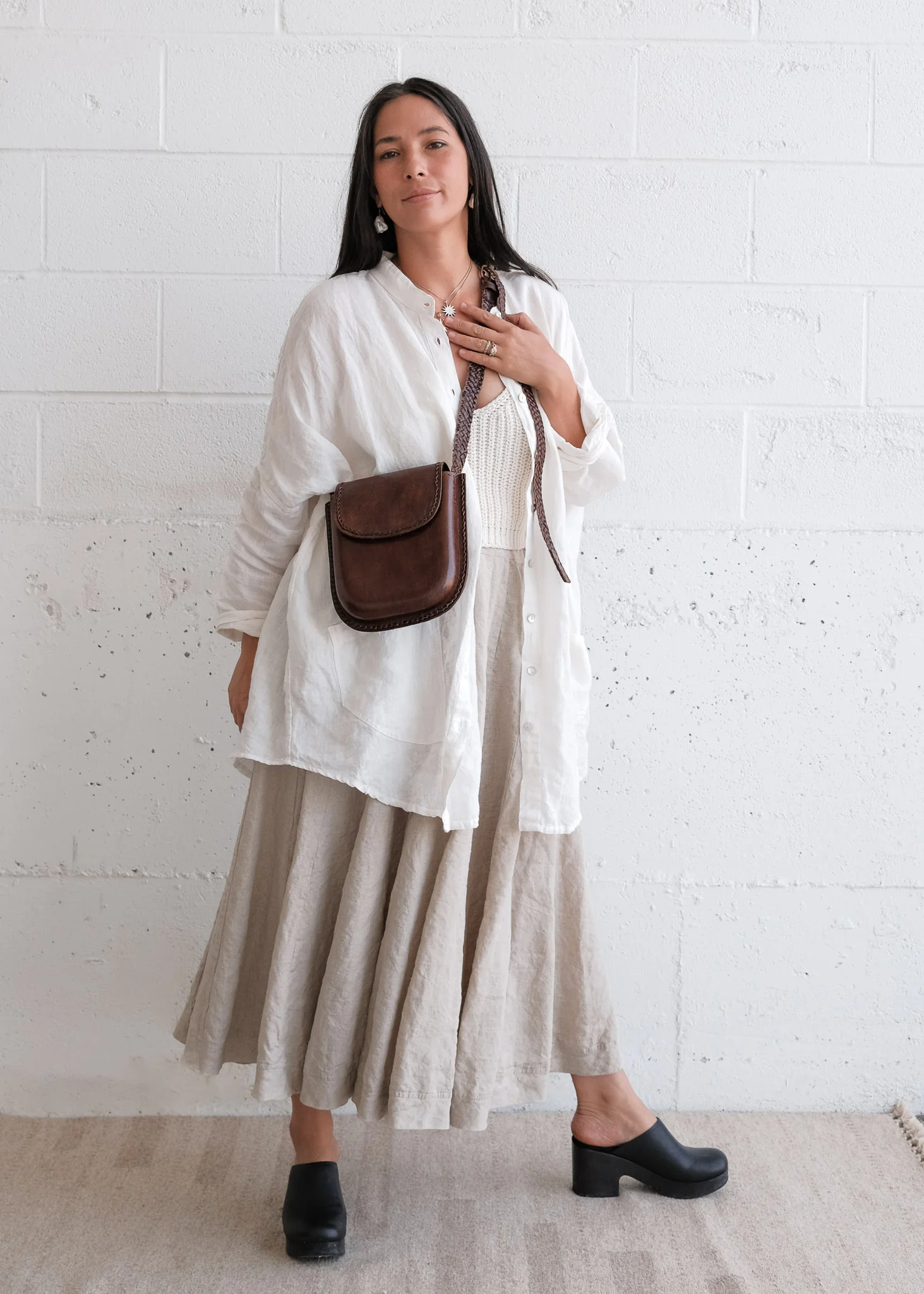 Leather Dewdrop Bag - Braided - Brown - Image 3