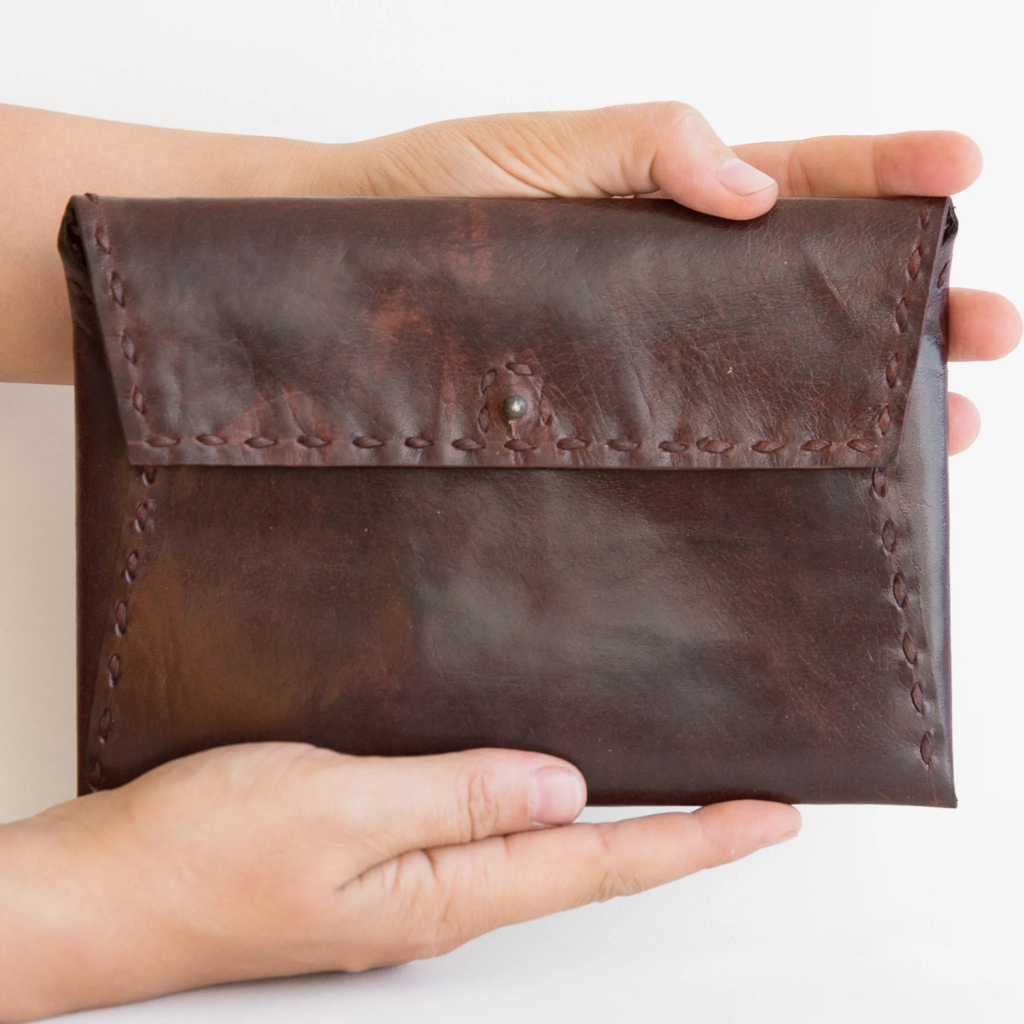 Leather Envelope Pouch - Brown - Image 3