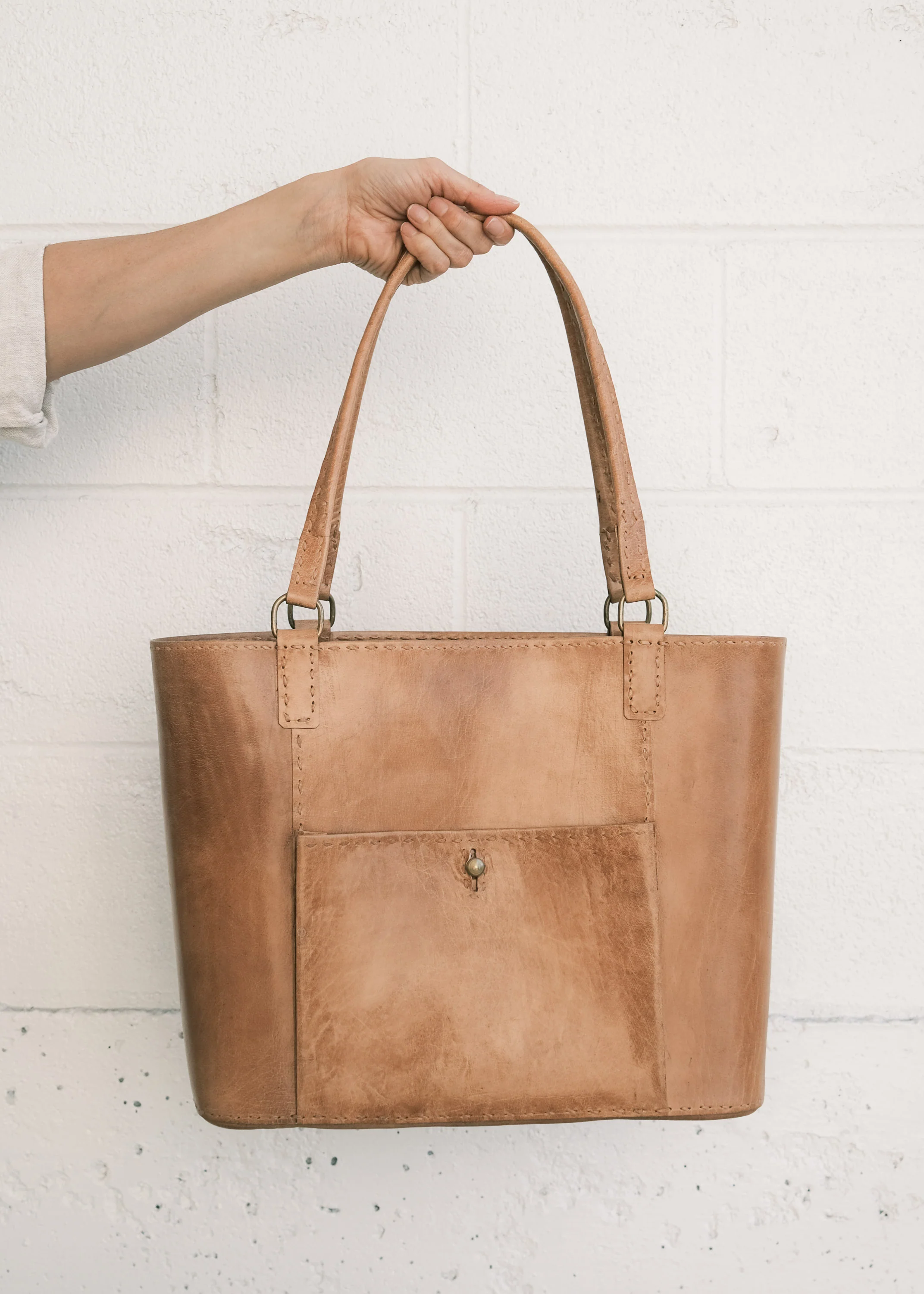 Leather Market Bag - Tan