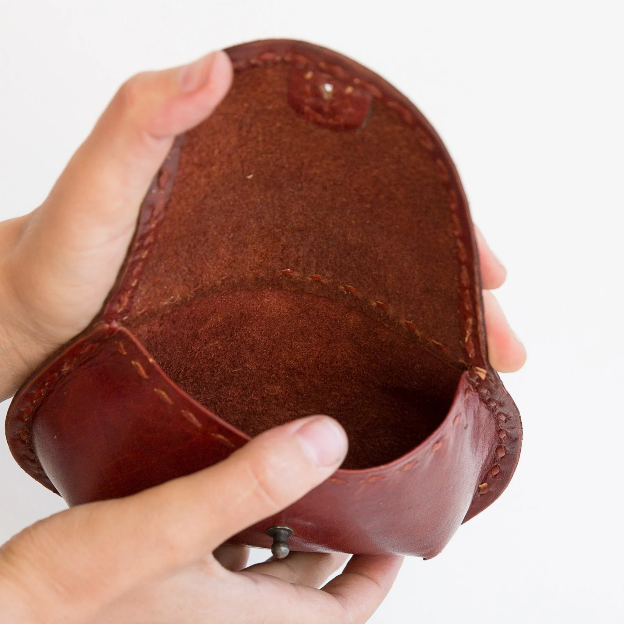 Leather Teardrop Pouch - Red - Image 3