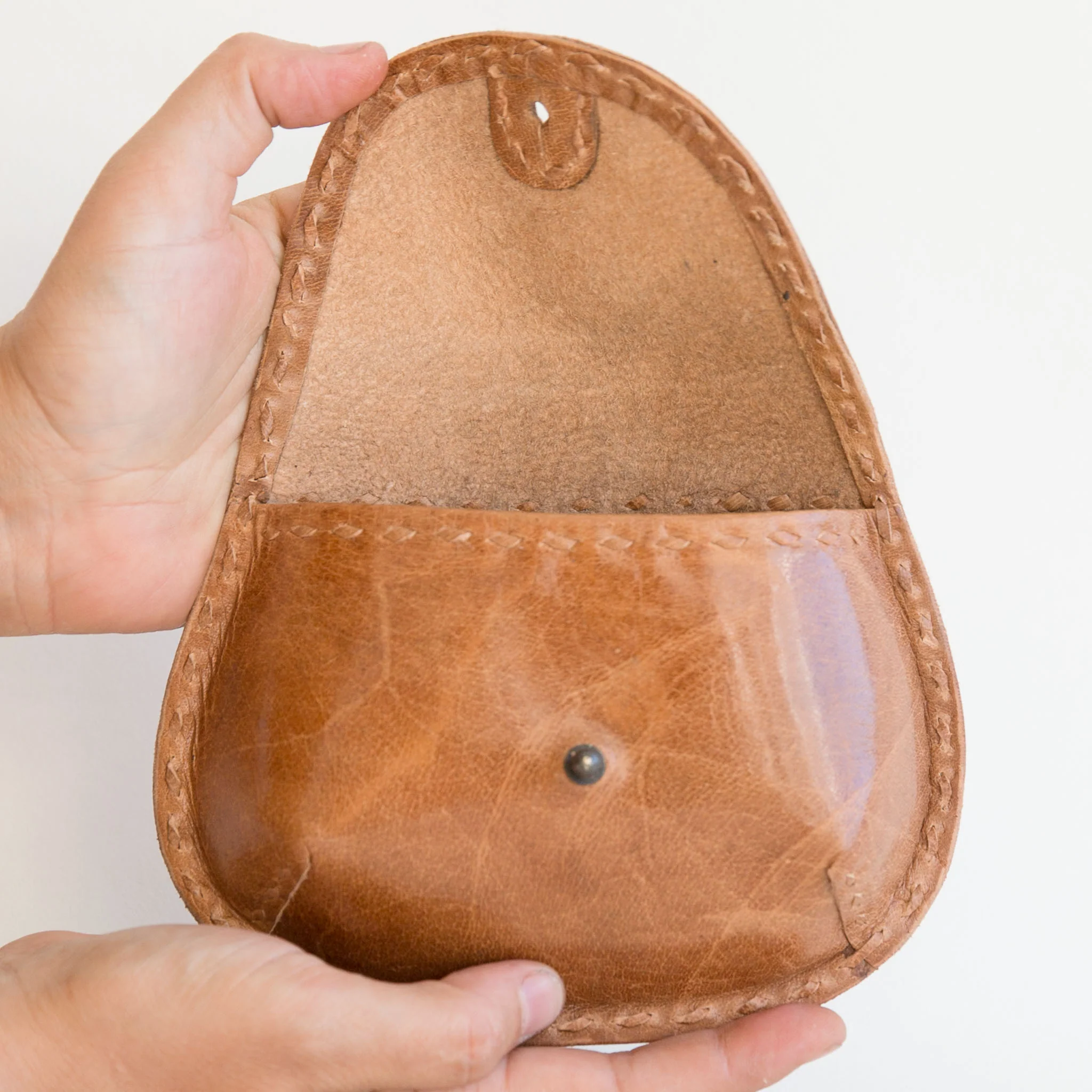 Leather Teardrop Pouch - Tan - Image 2