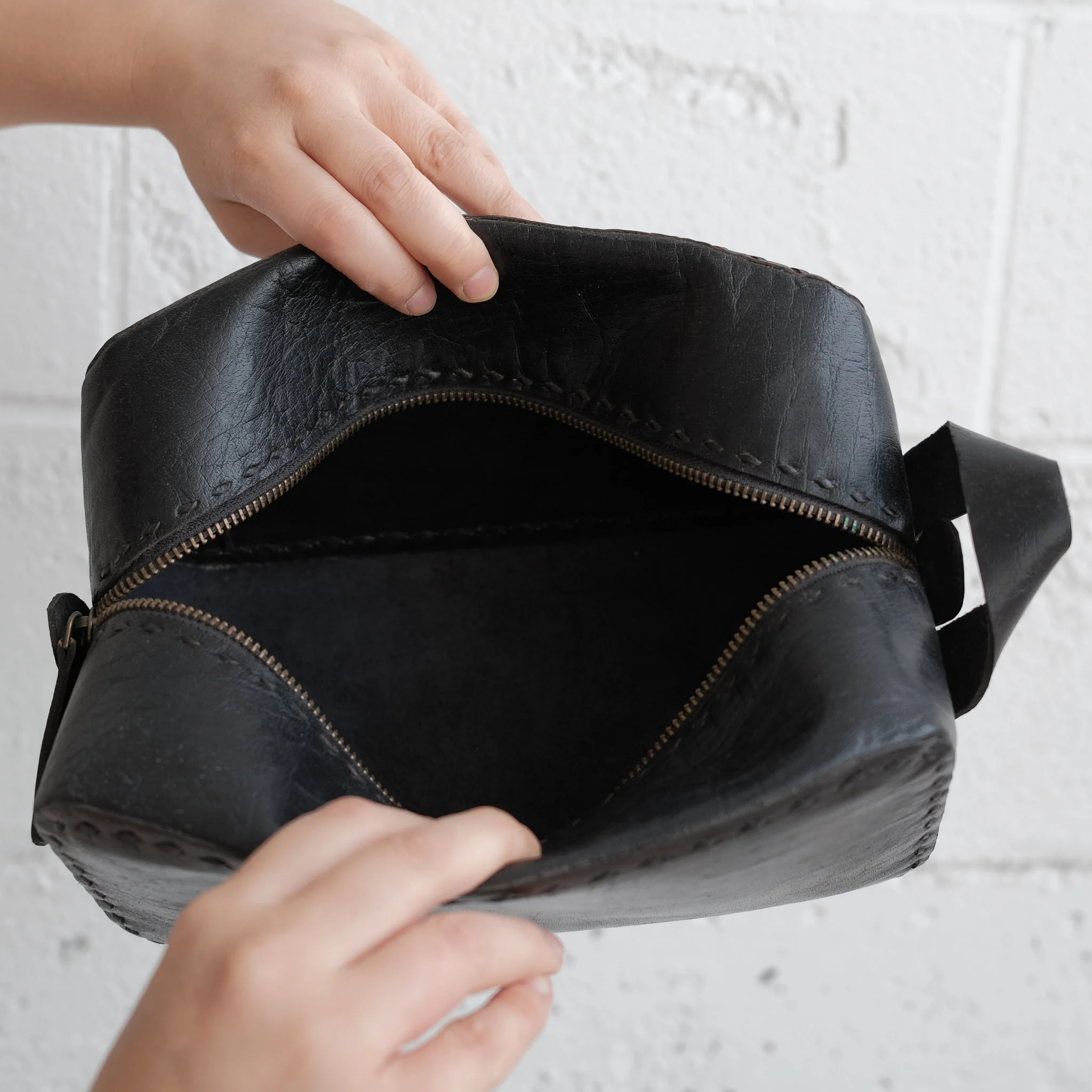 Leather Travel Pouch - Black - Image 5