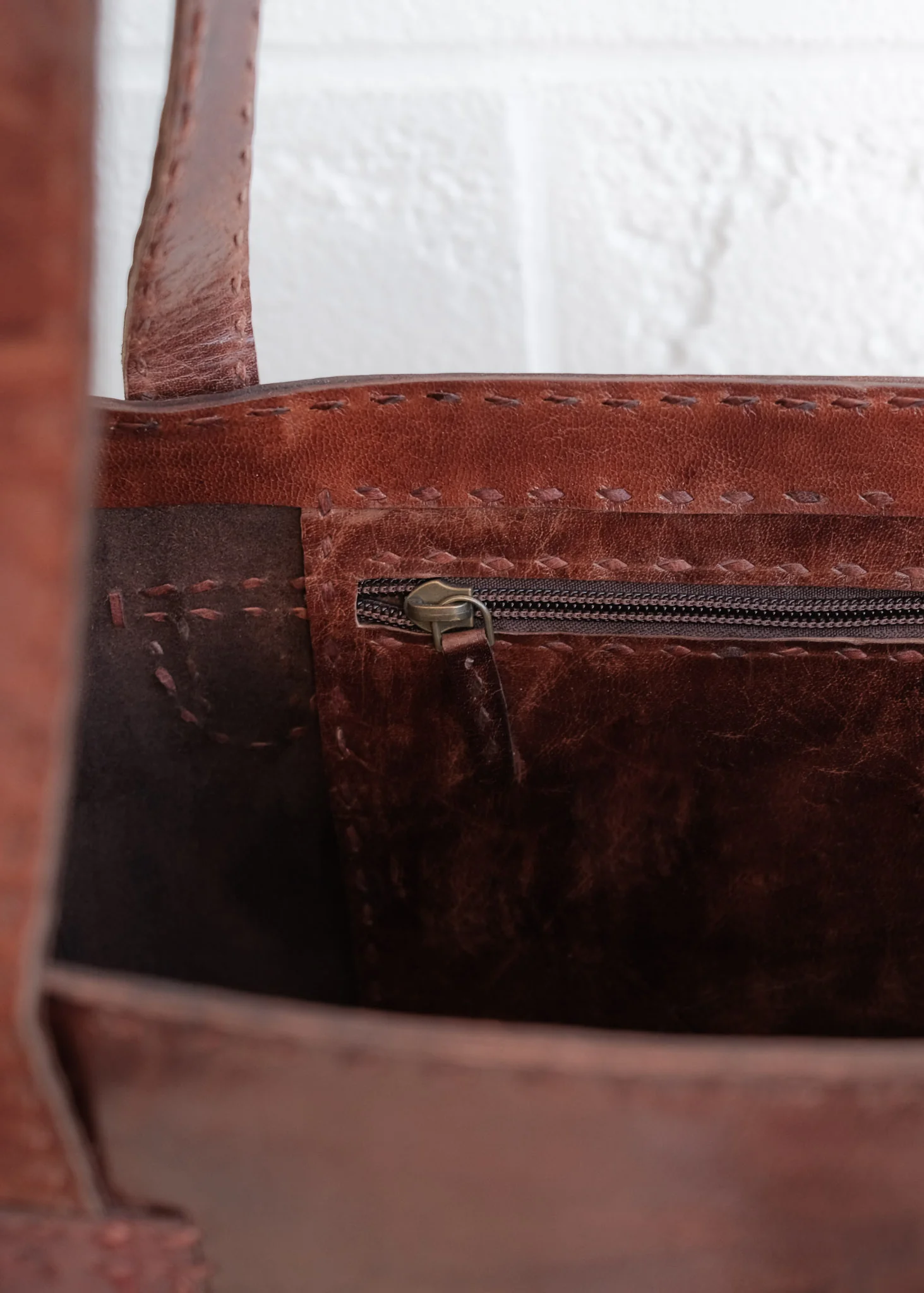 Leather Tote Bag - Classic - Brown - Image 4