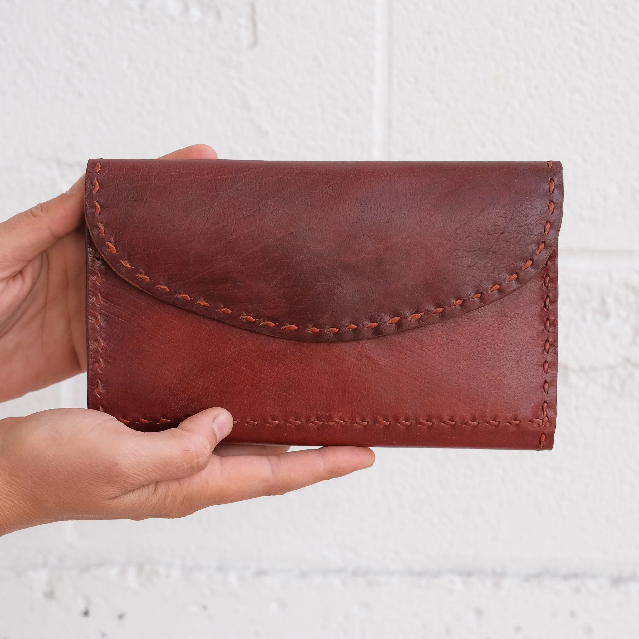 Leather Trifold Wallet - Red - Image 3