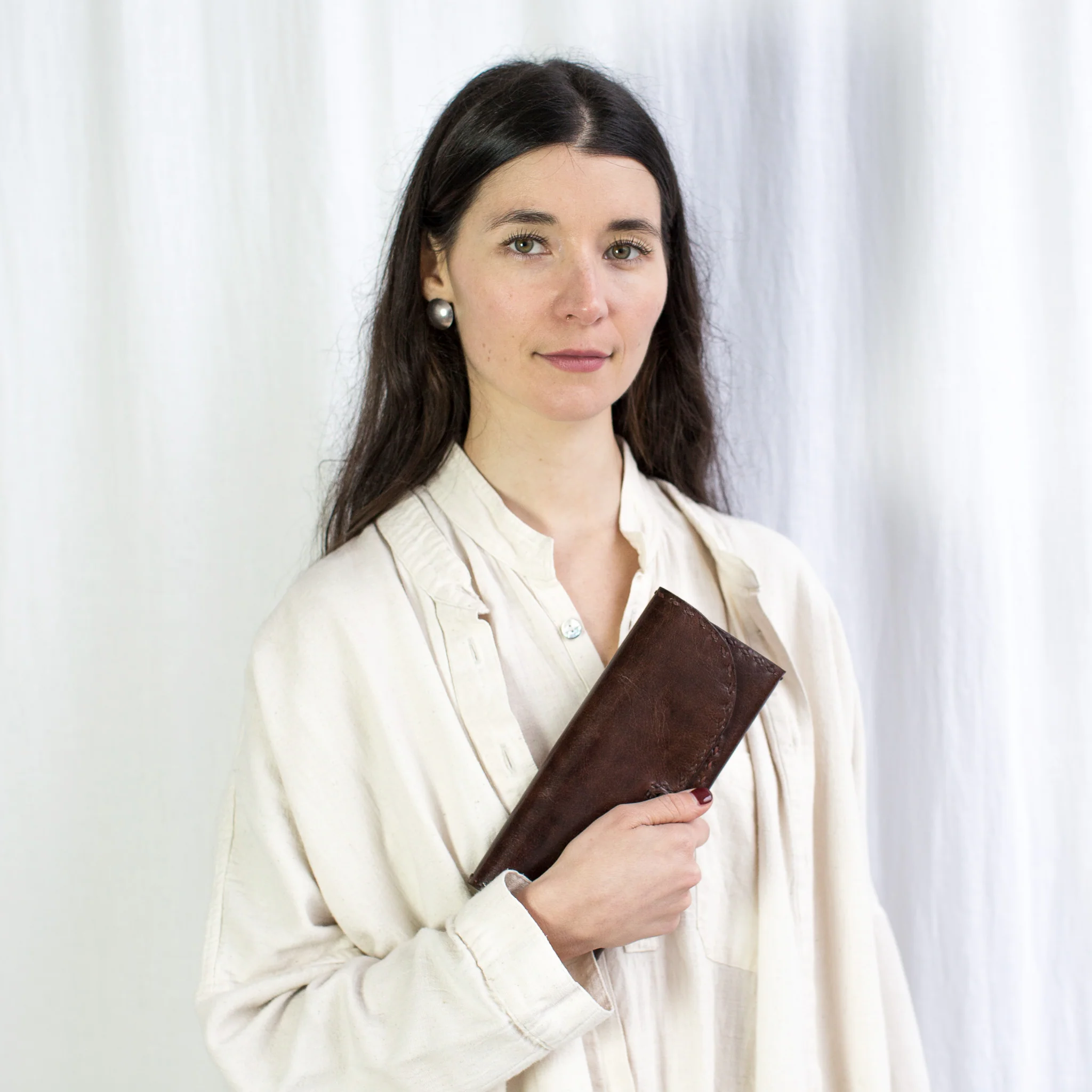 Leather Wallet Envelope - Brown - Image 3