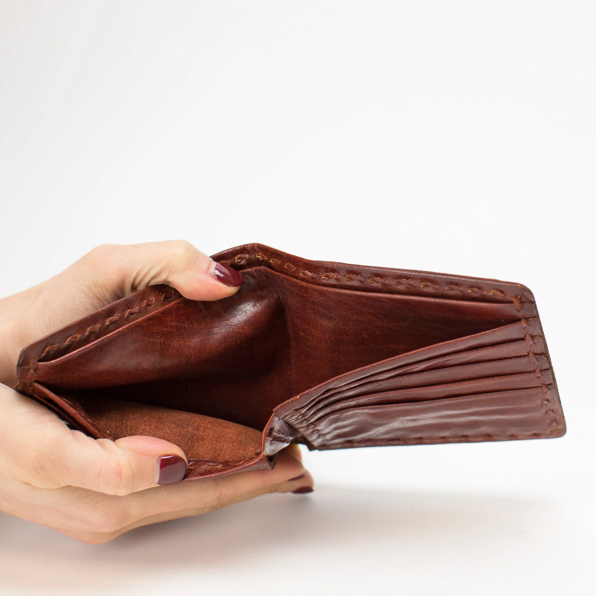 Leather Wallet Folded - Red - Image 3