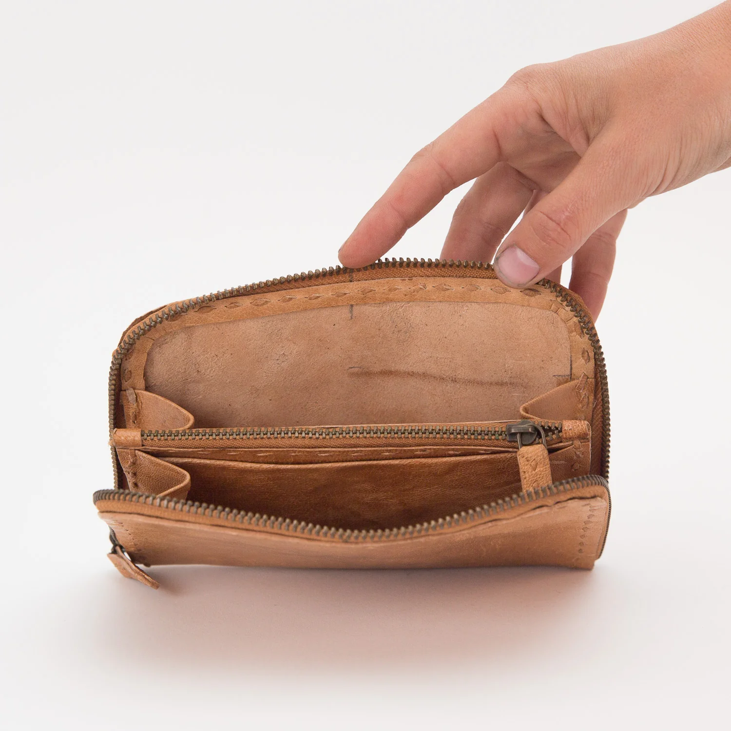 Leather Travel Wallet - Short - Tan - Image 5