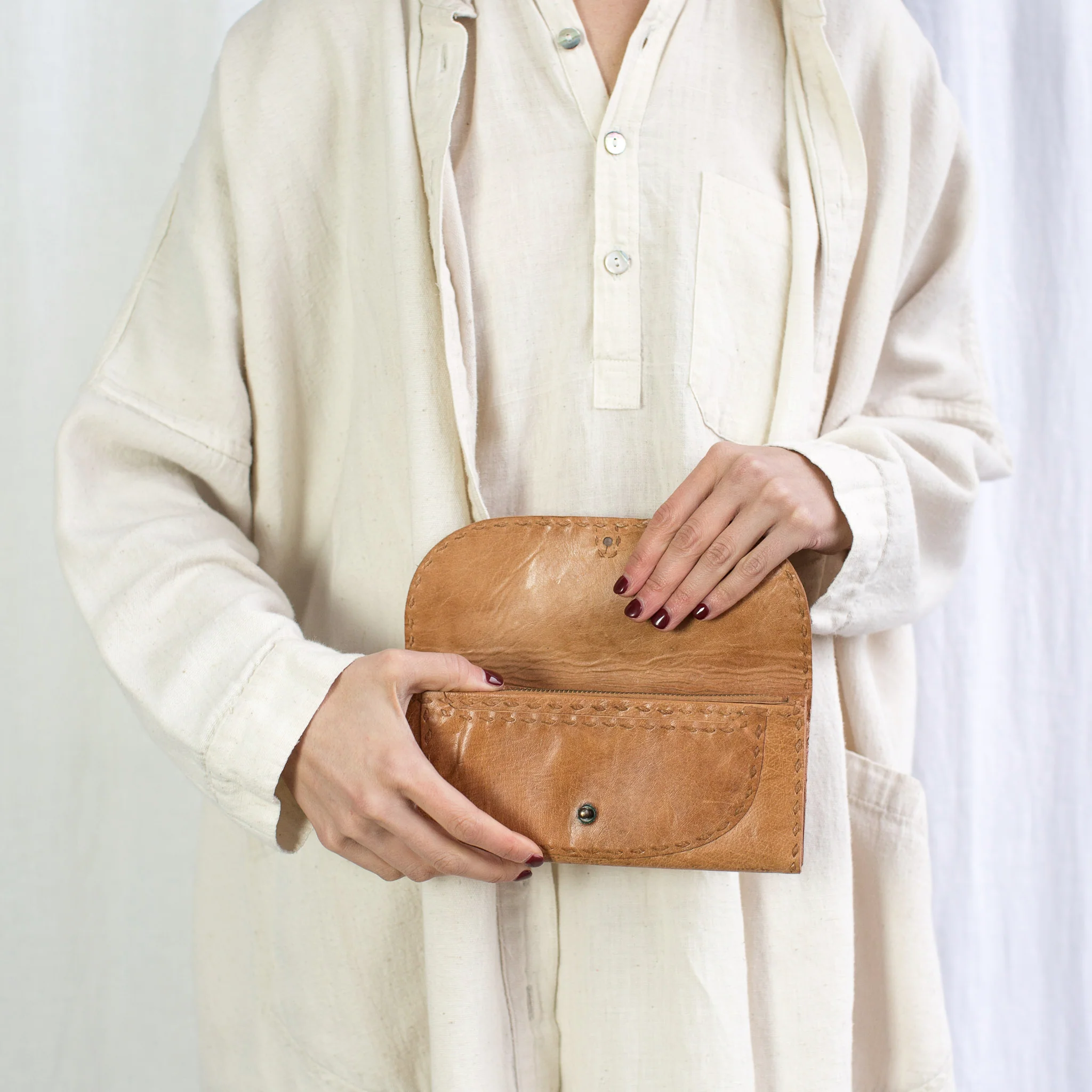Leather Wallet Envelope - Tan - Image 3