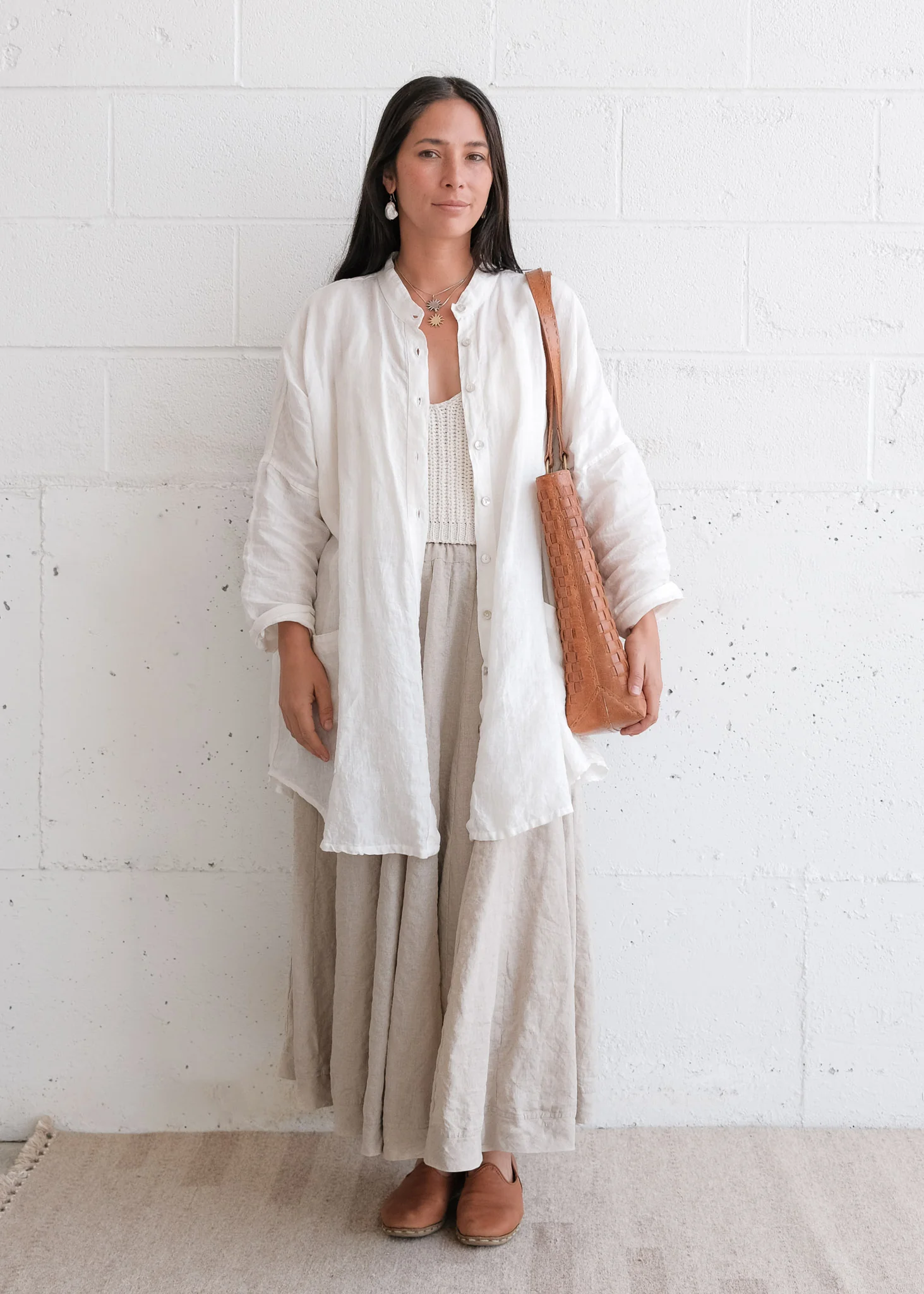 Leather Woven Carryall - Tan - Image 3