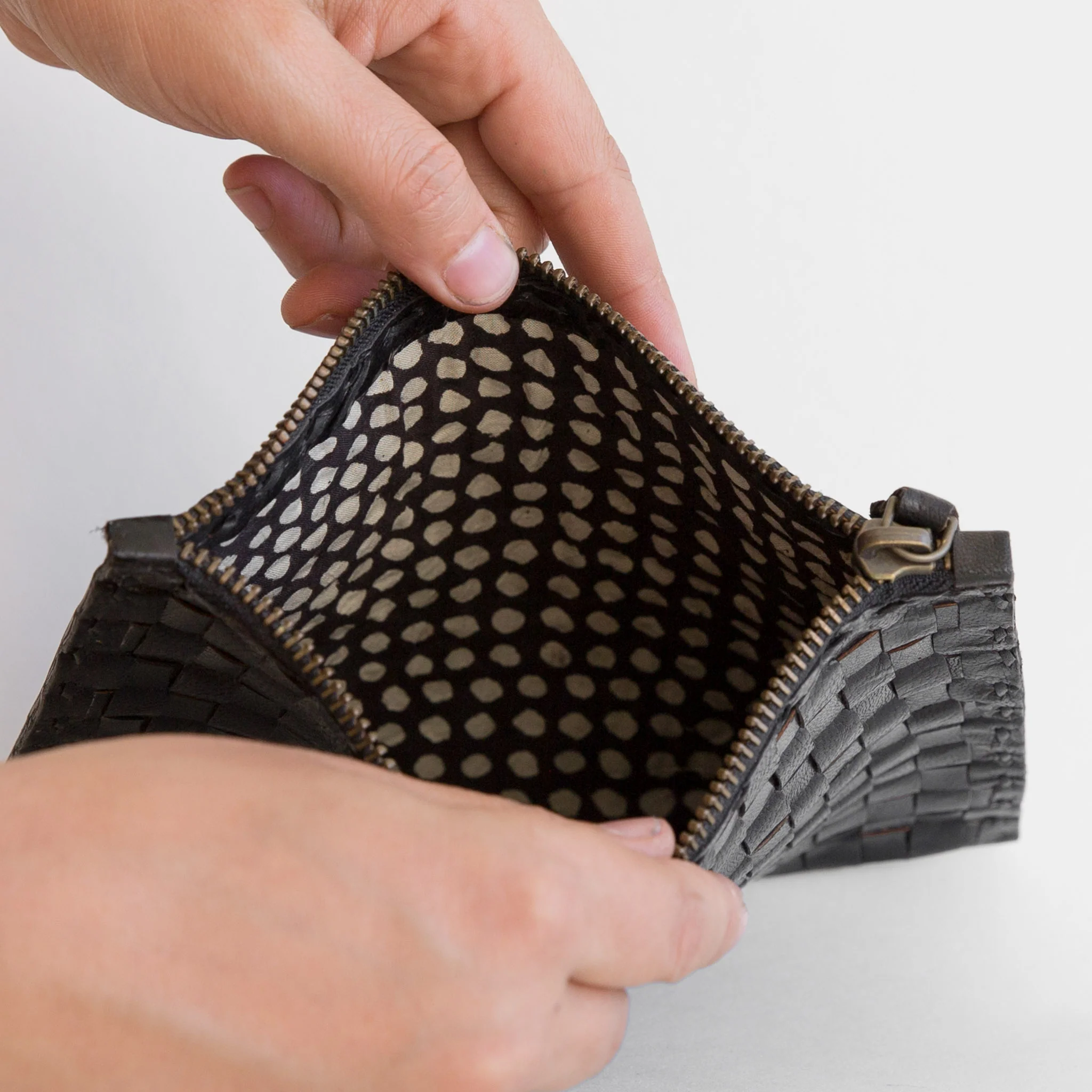 Leather Woven Organizer - Large - Black - Image 3