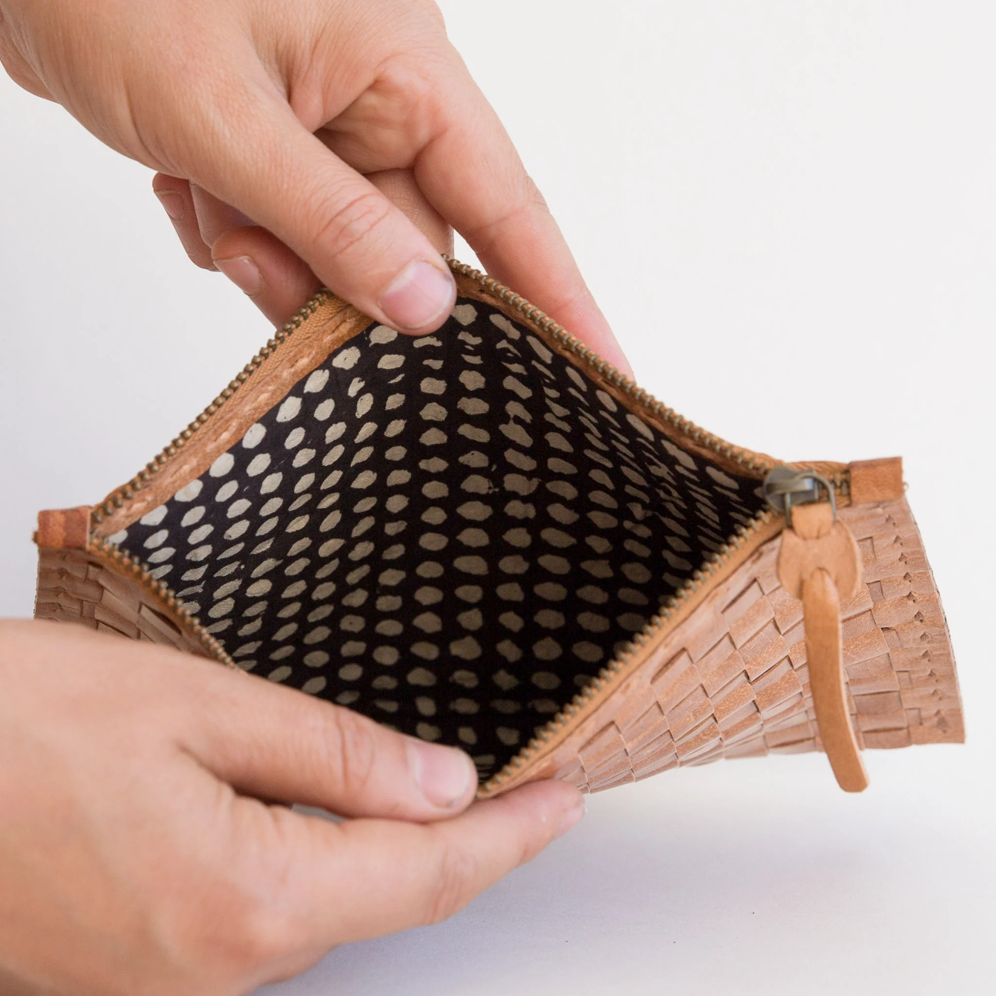 Leather Woven Organizer - Large - Tan - Image 2