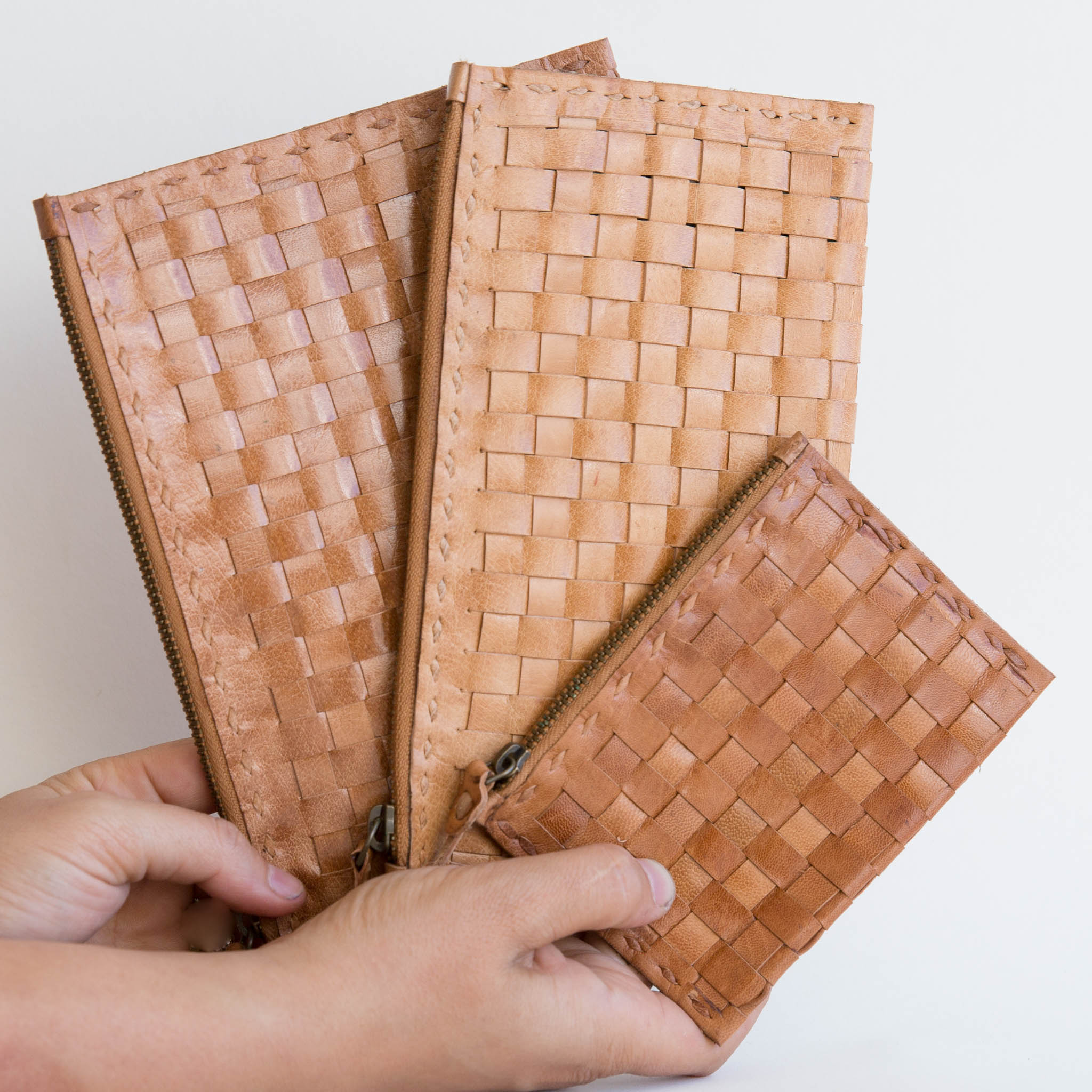 Leather Woven Organizer - Large - Tan - Image 4