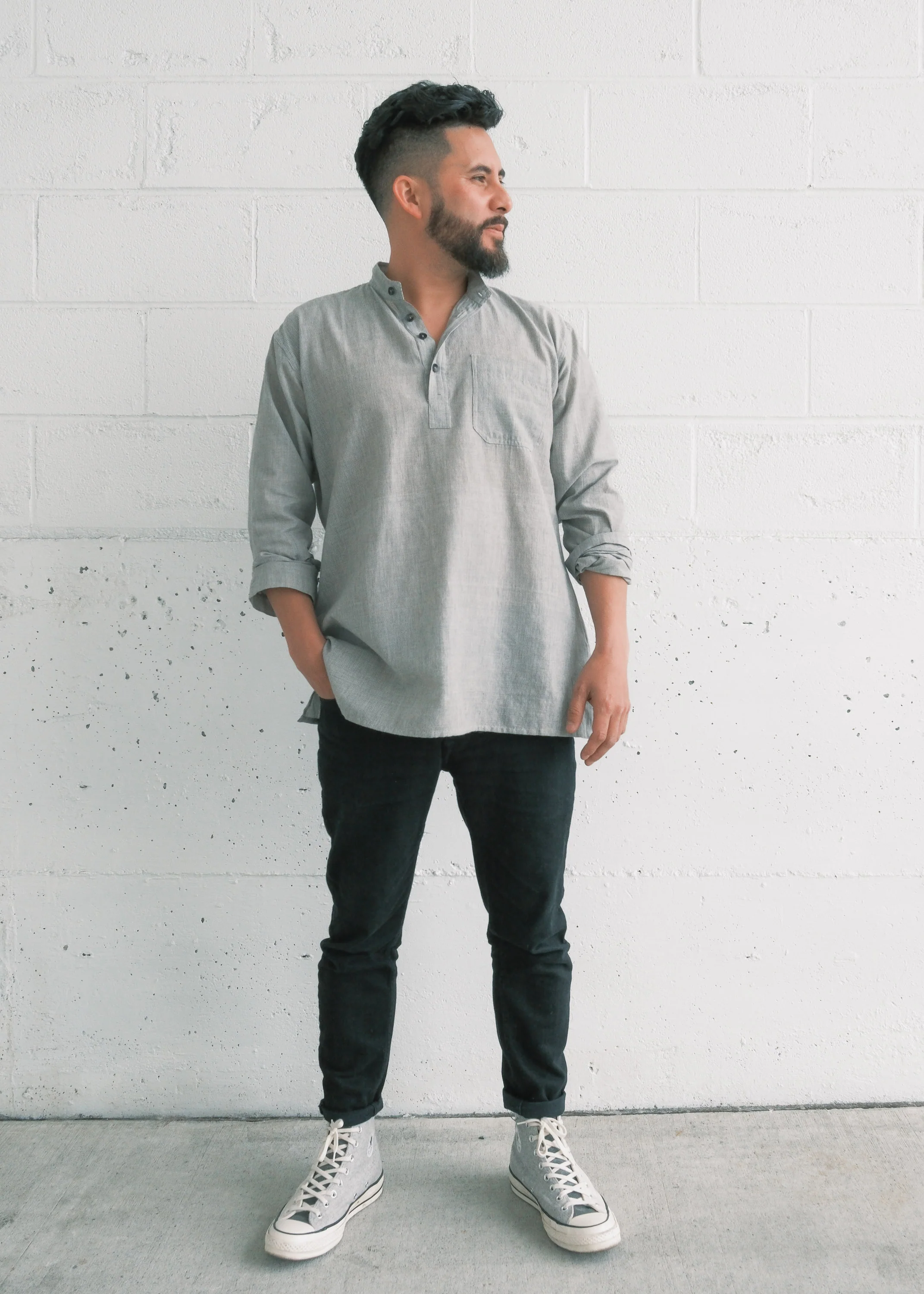Mahout Shirt - Handwoven Cotton - Graphite - Image 5