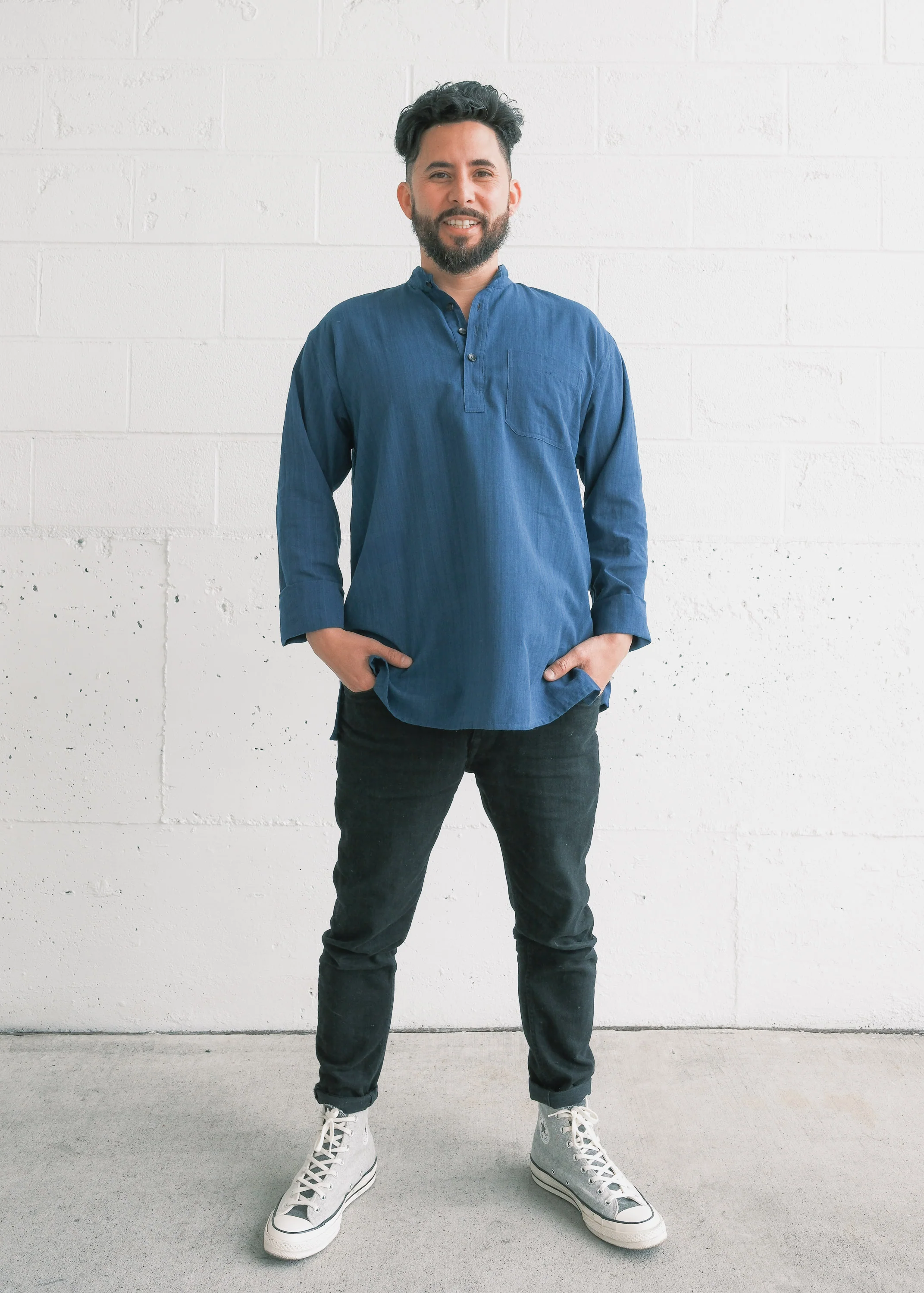 Mahout Shirt - Handwoven Cotton - Indigo - Image 4
