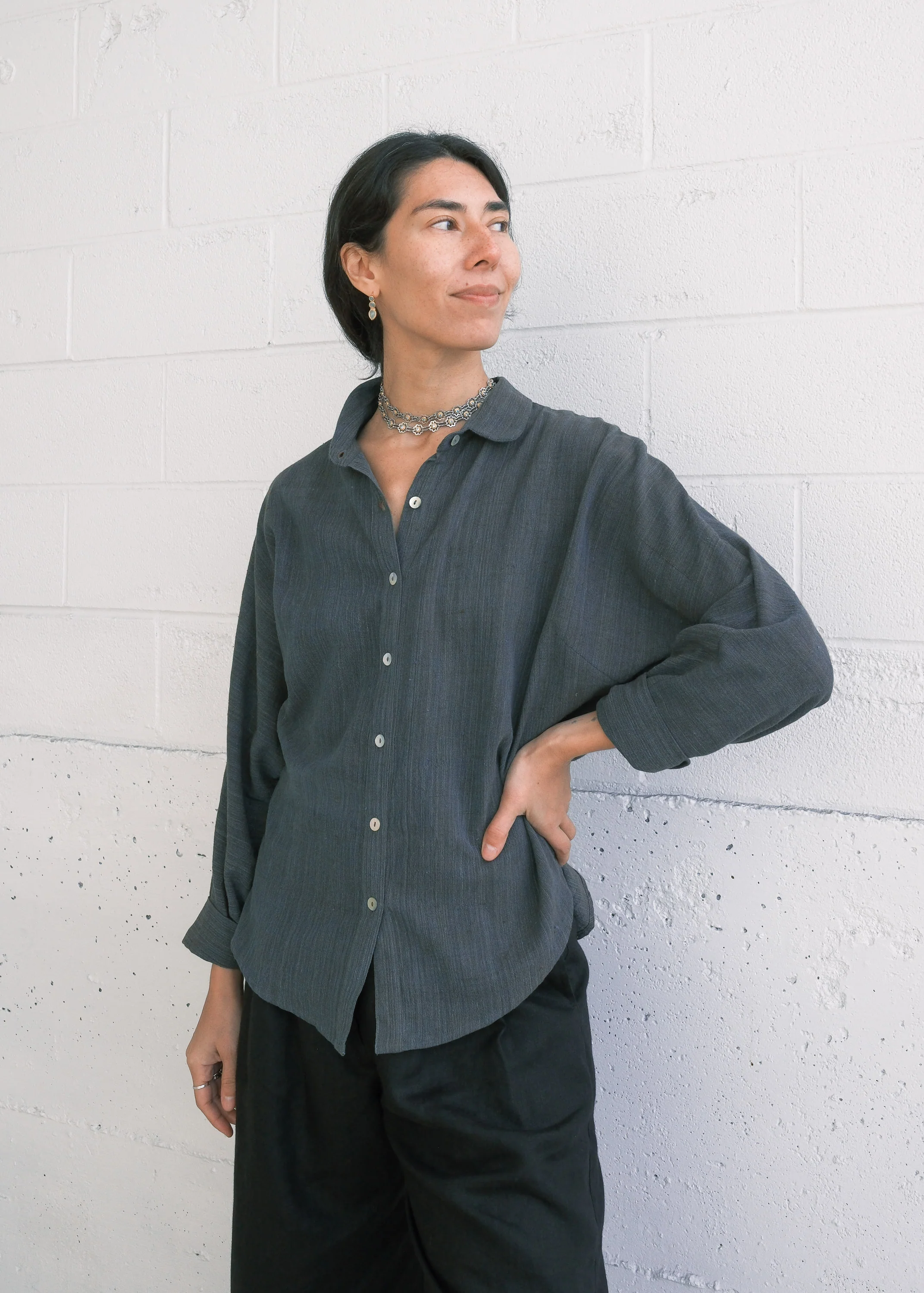 Manali Shirt - Handspun & Handwoven Organic Cotton - Kohl