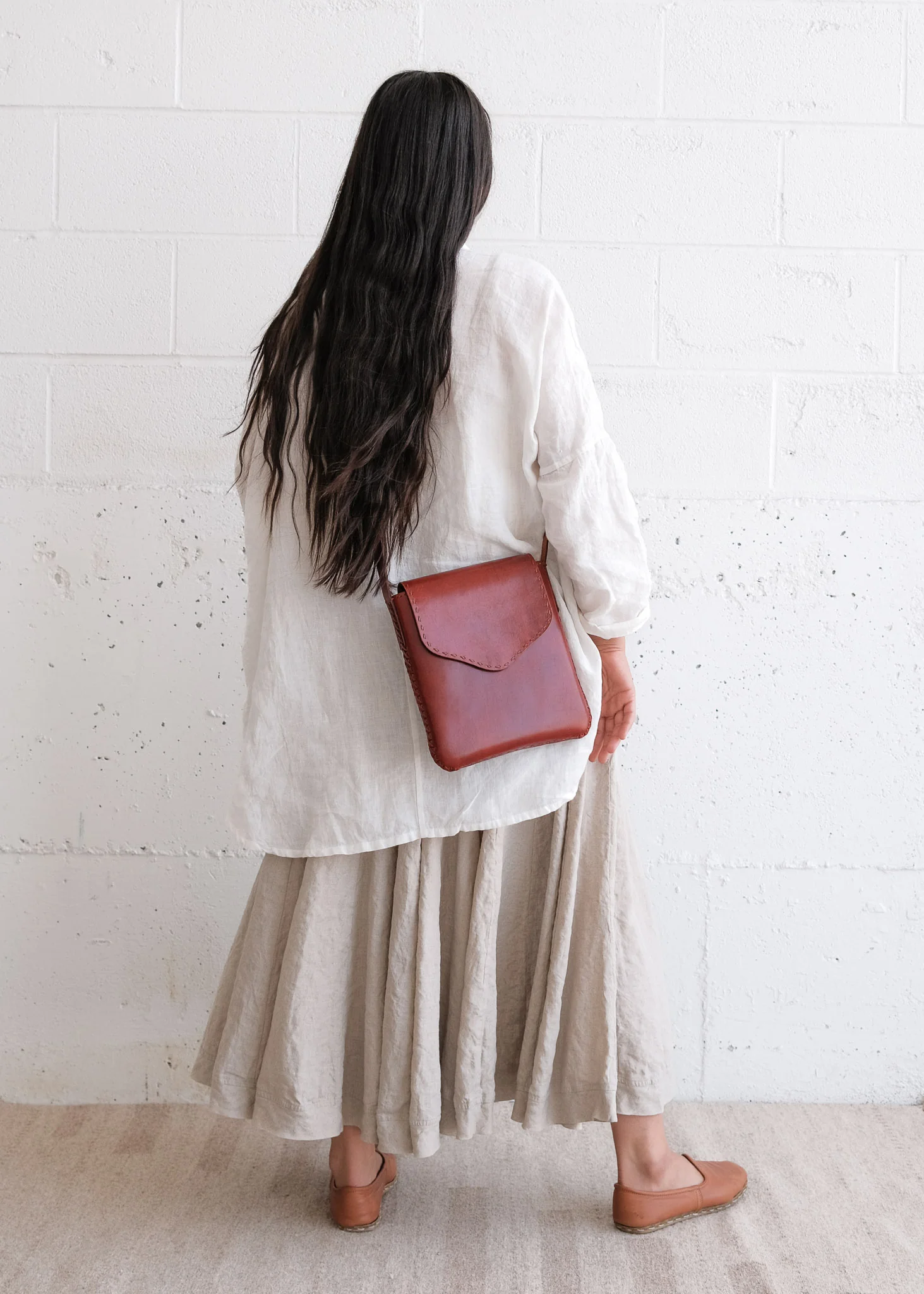 Leather Messenger Bag - Red - Image 4