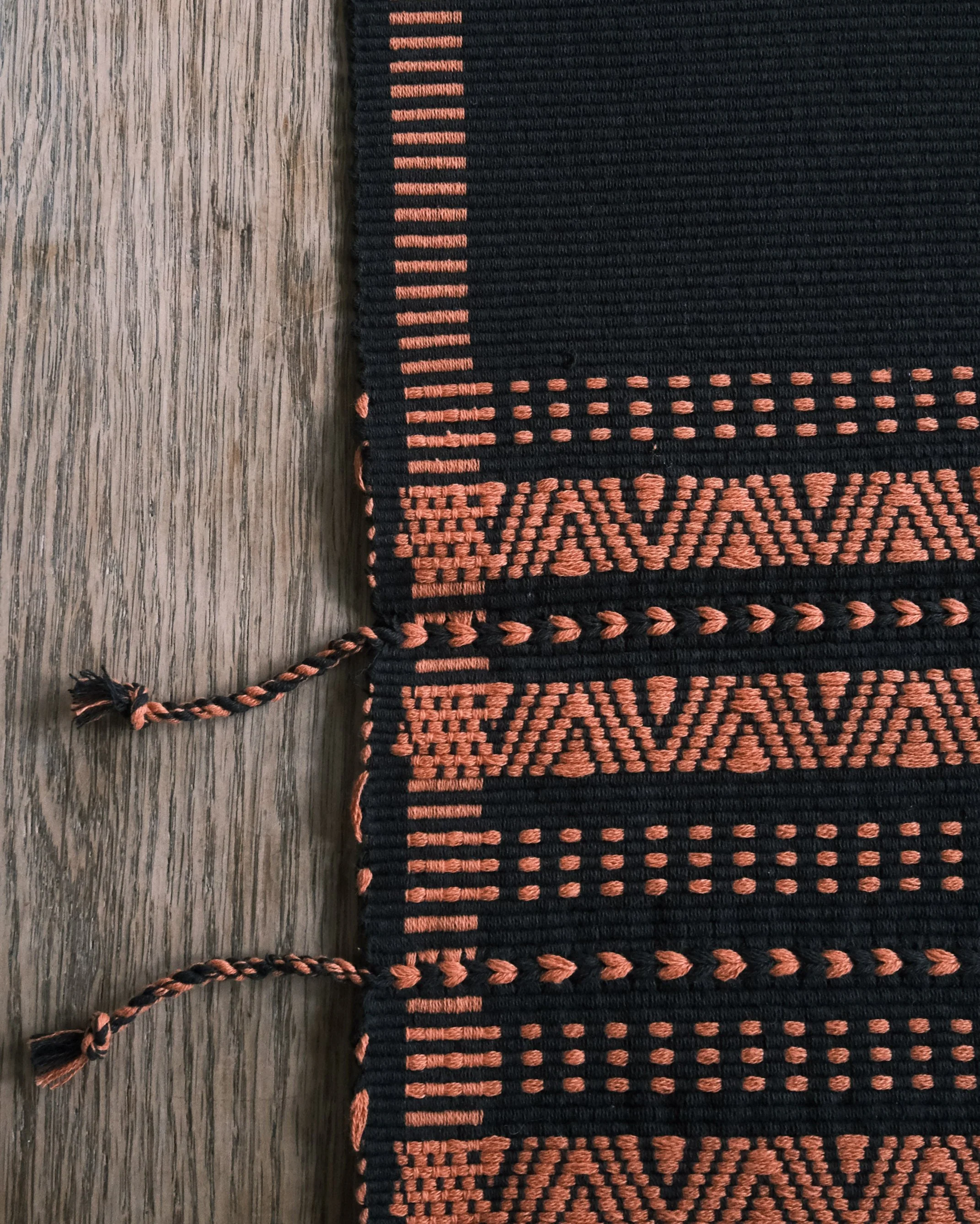 Nagaland - Handwoven Cotton Runner - Salmon - Image 3