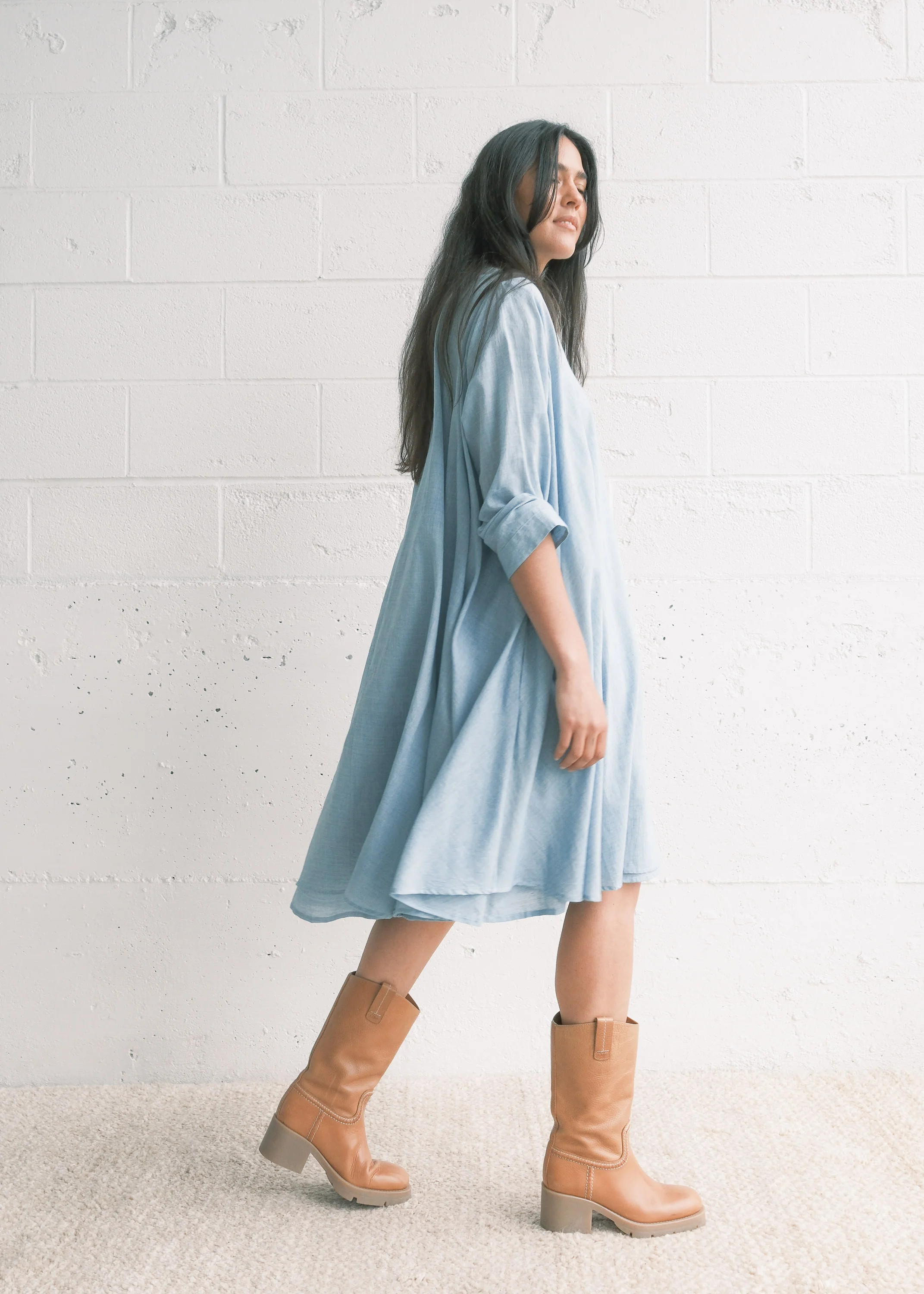 Narlai Tunic - Handwoven Cotton - Light Indigo - Image 4