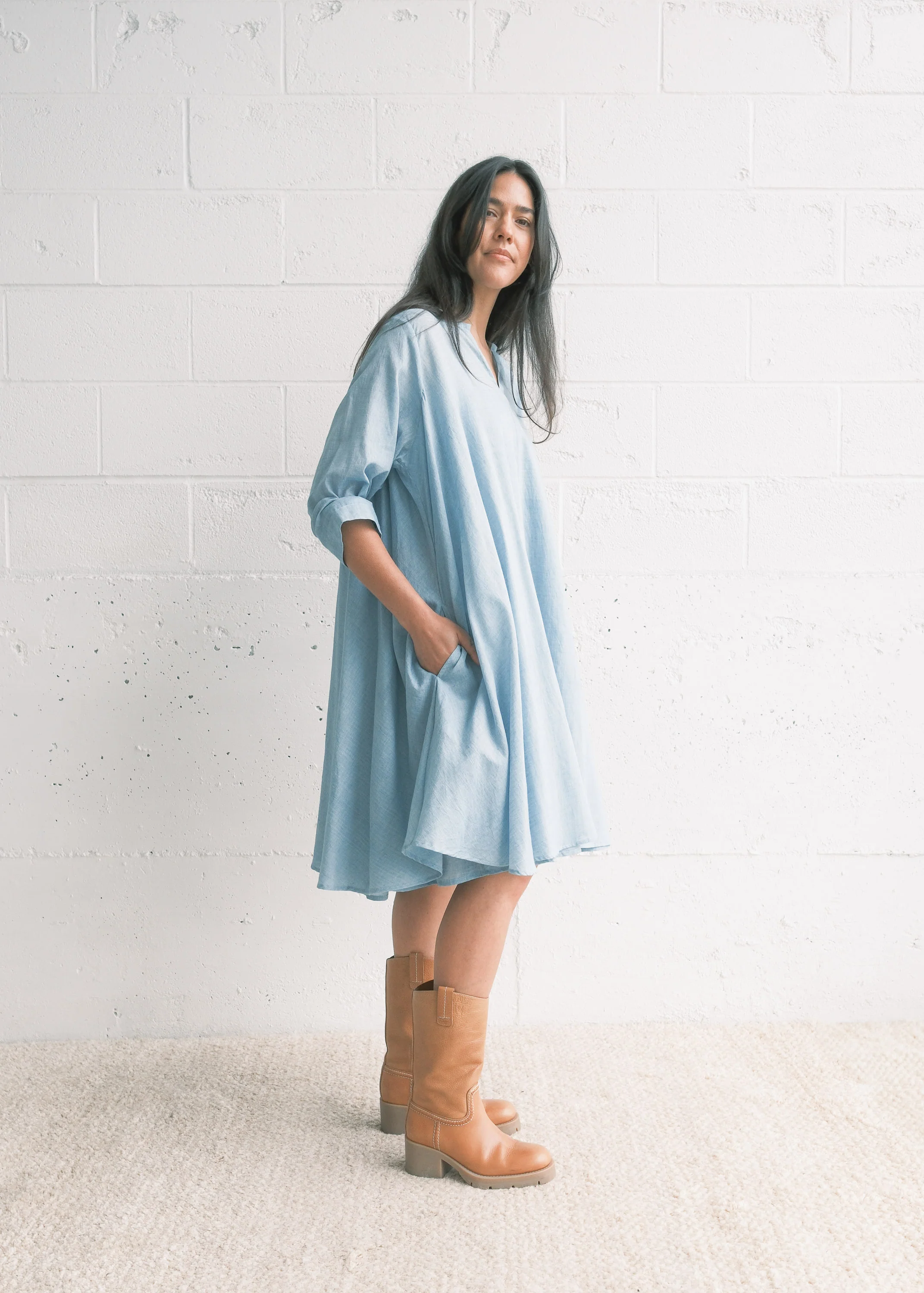 Narlai Tunic - Handwoven Cotton - Light Indigo - Image 5