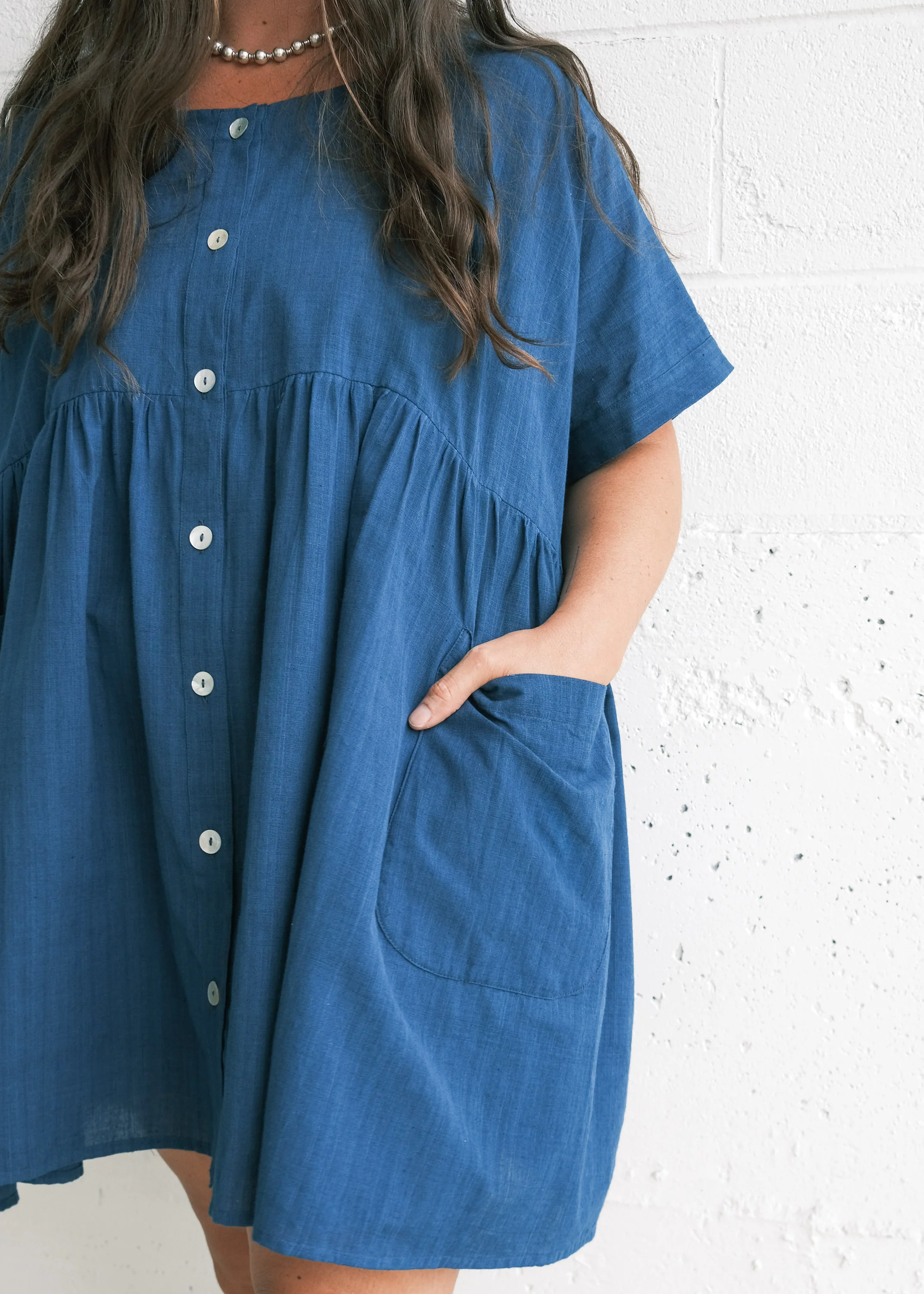 Nimmu Dress - Handwoven Cotton - Indigo - Image 2
