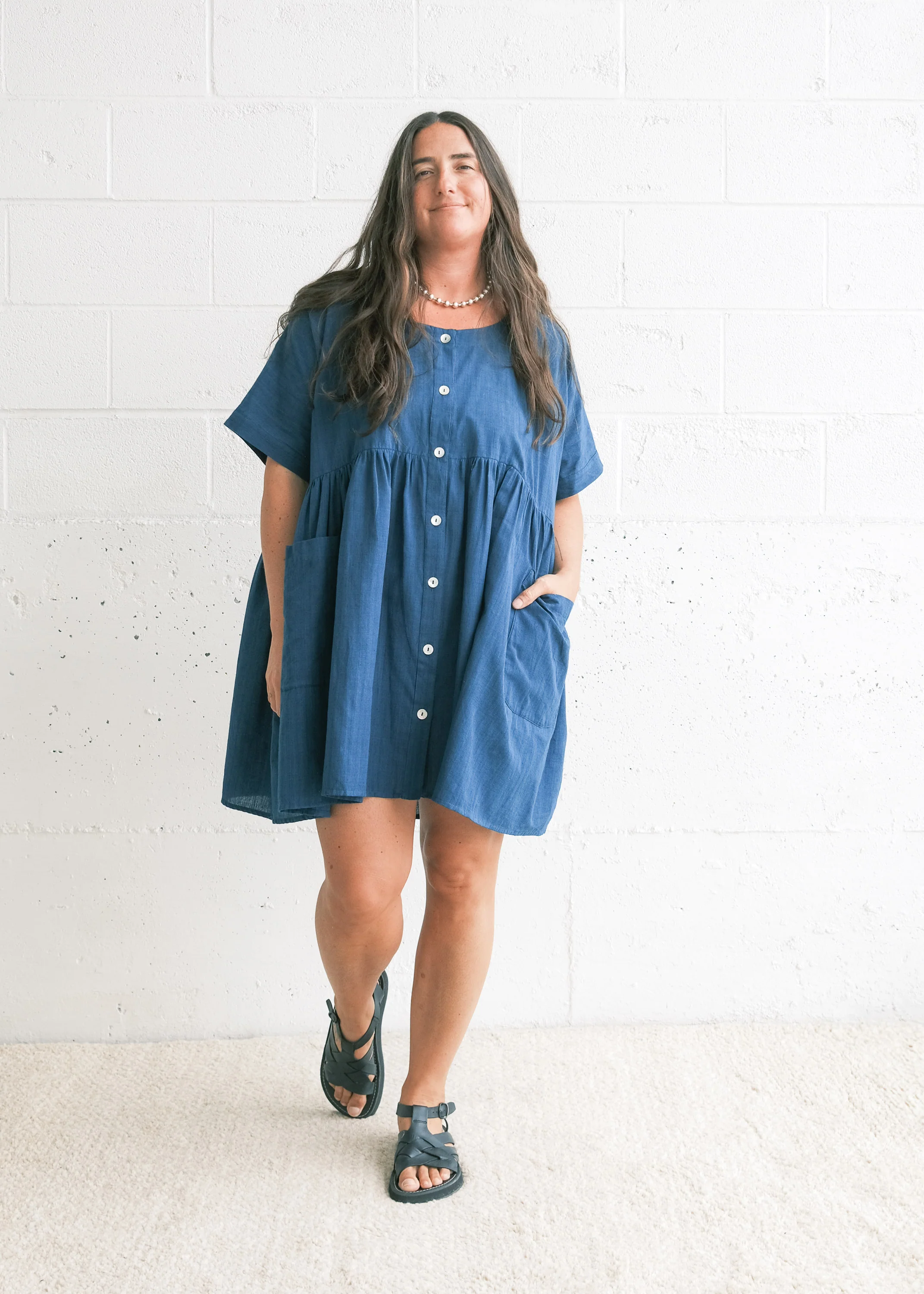 Nimmu Dress - Handwoven Cotton - Indigo - Image 3