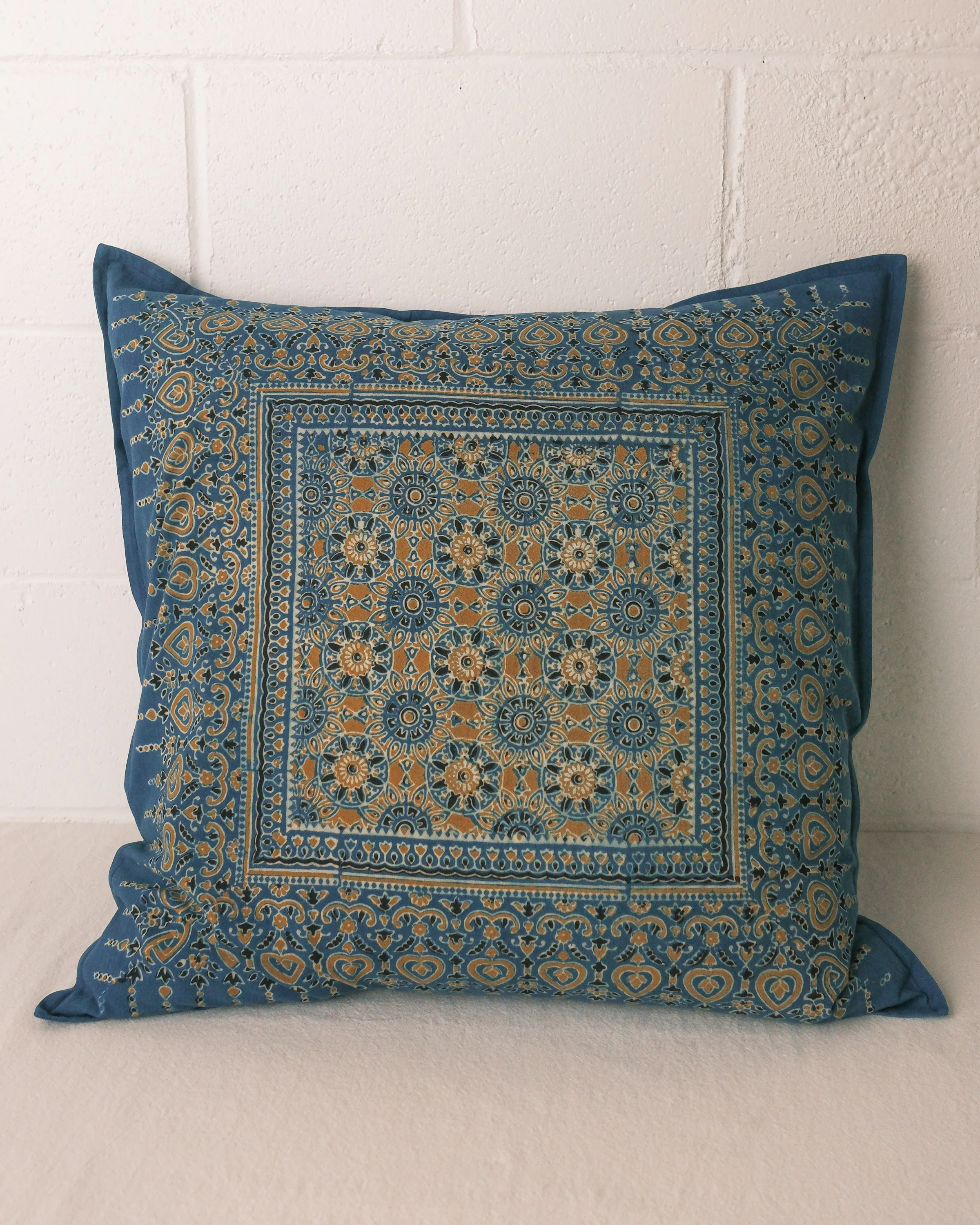 Organic Cotton Cushion Cover - Ajrakh Golden Sun - Image 4