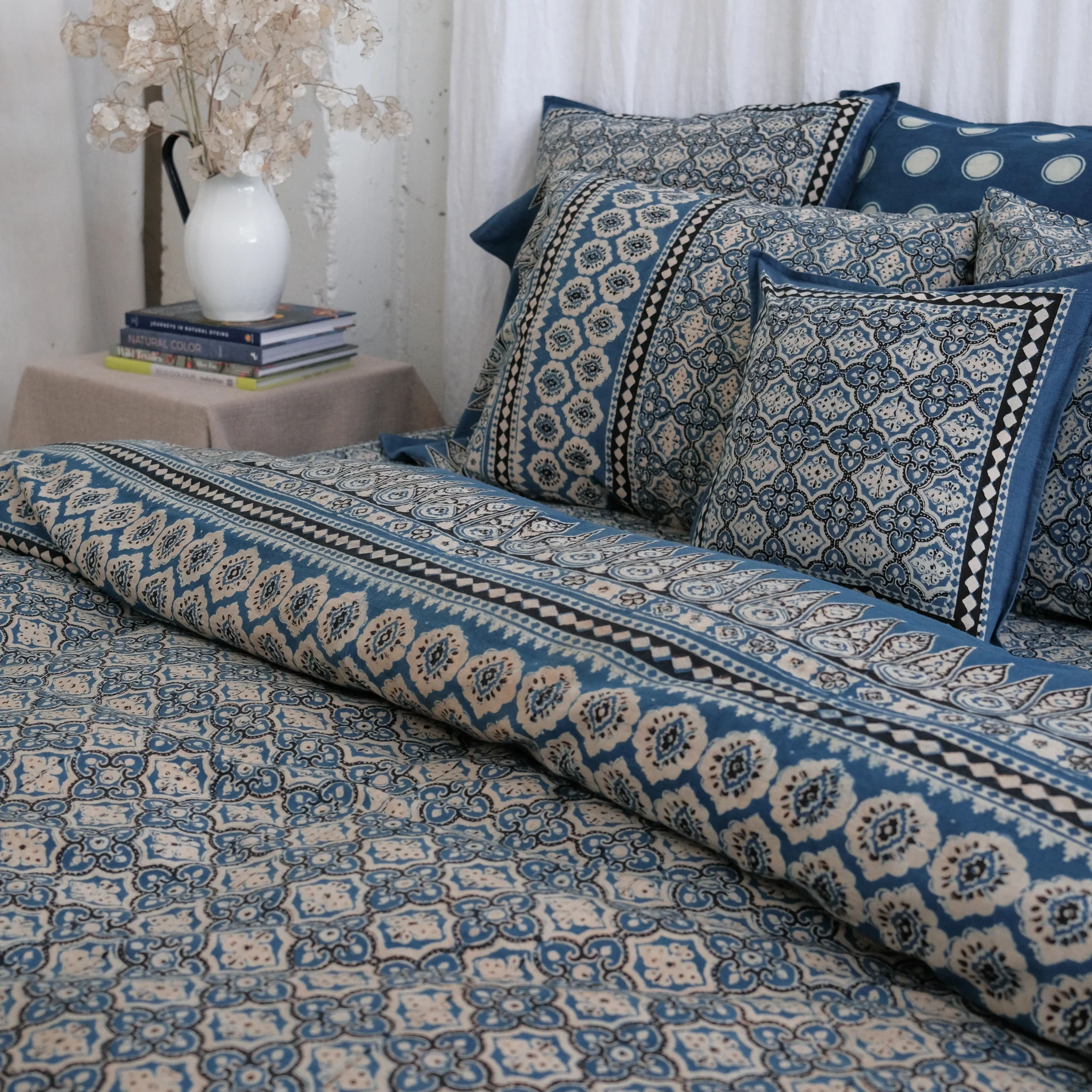 Organic Cotton Duvet Cover - Ajrakh Indigo Arabesque - Image 3