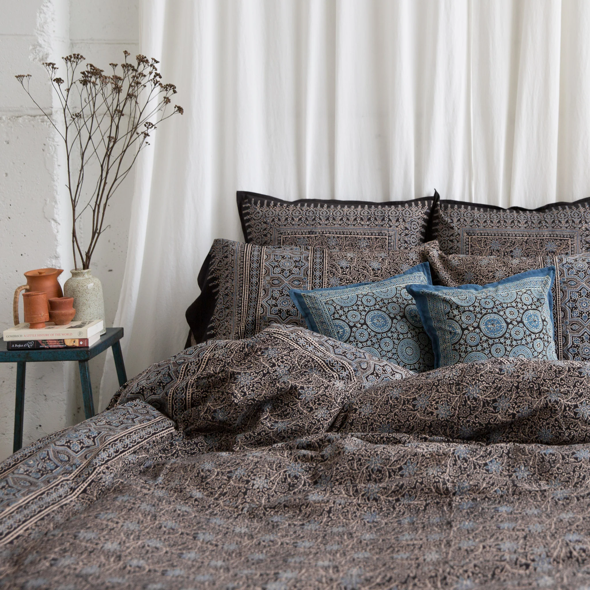 Organic Cotton Sheet - Ajrakh Night Vine - Image 3
