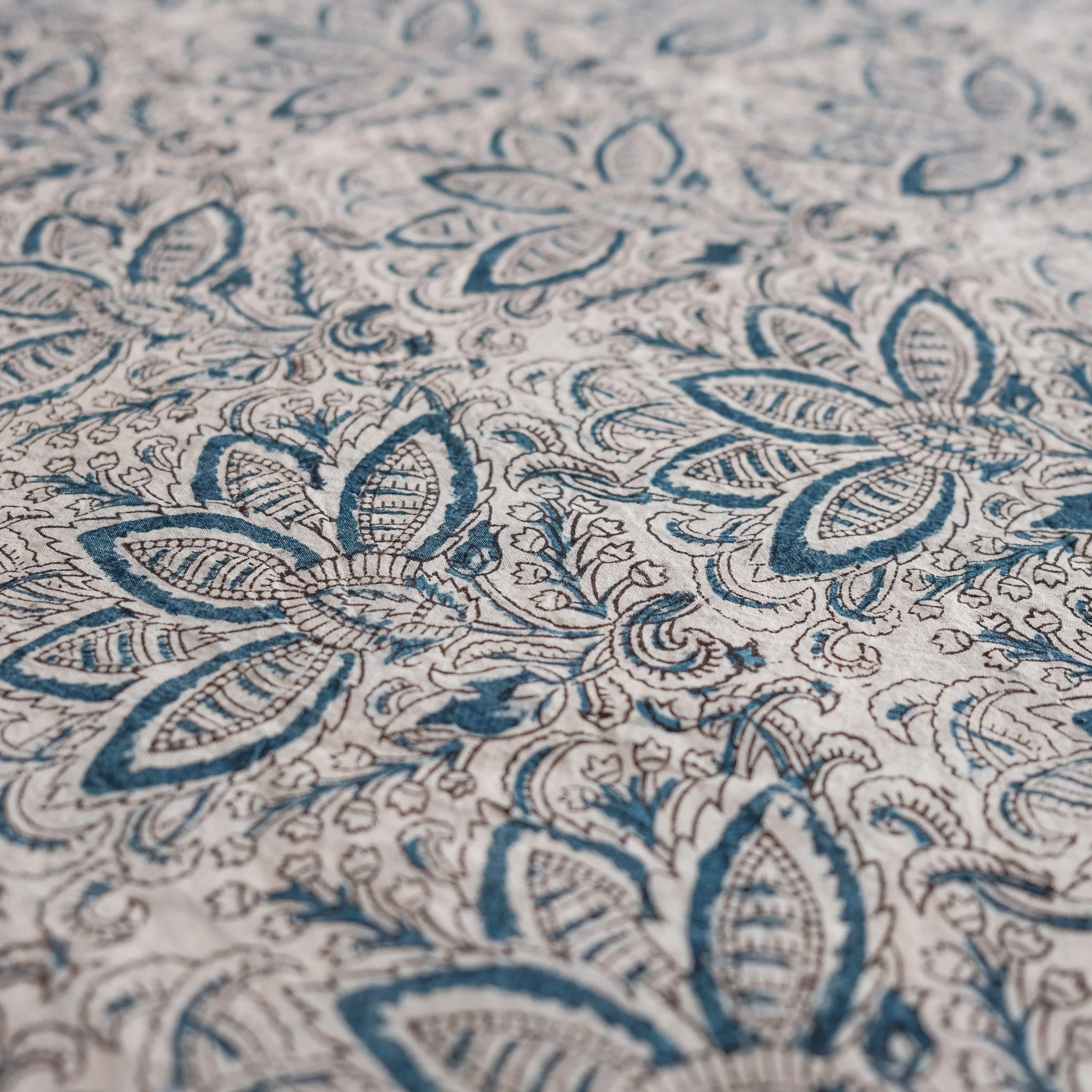 Organic Cotton Square Tablecloth - Kalamkari Indigo Bloom - Image 6