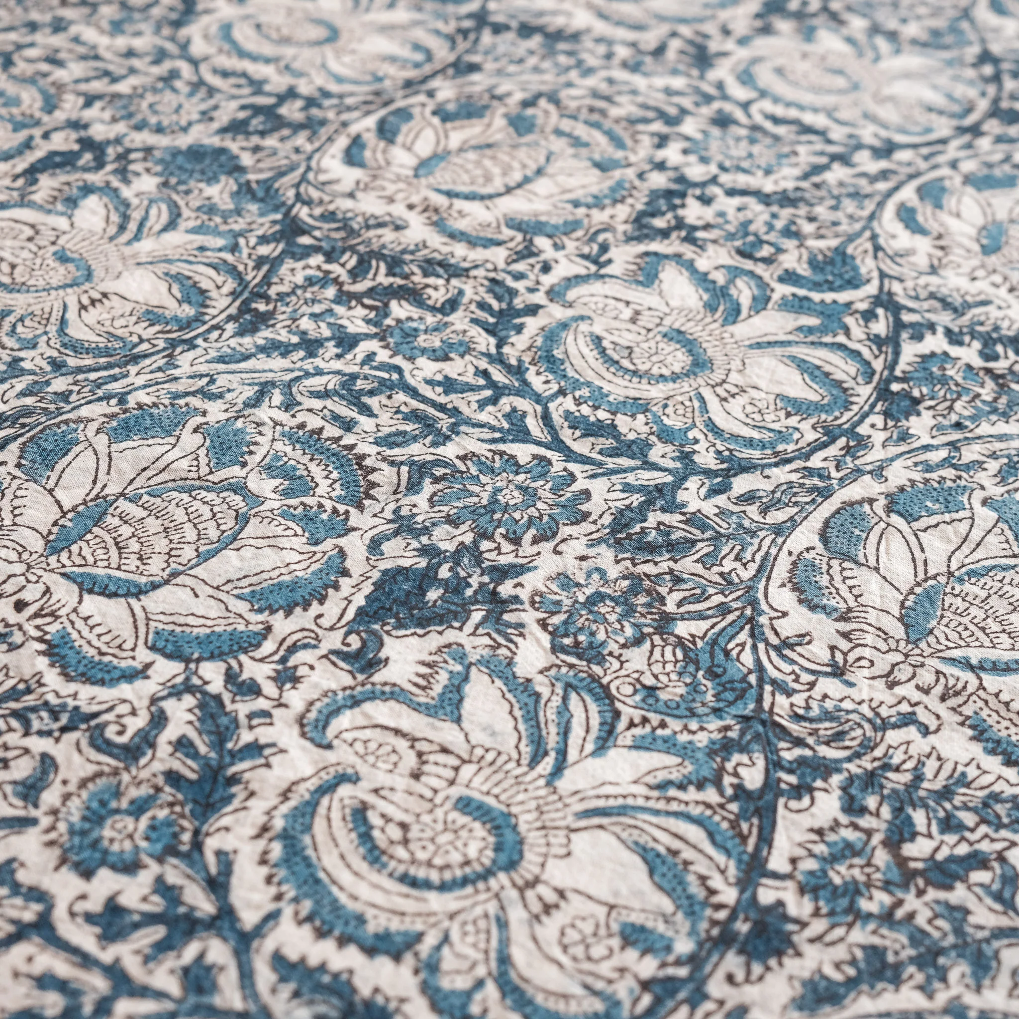 Organic Cotton Square Tablecloth - Kalamkari Indigo Garden - Image 6