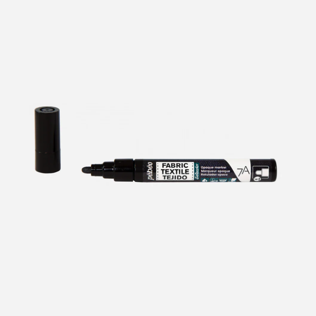 Pebeo Setaskrib 7A Opaque Fabric Marker - Black - Image 2
