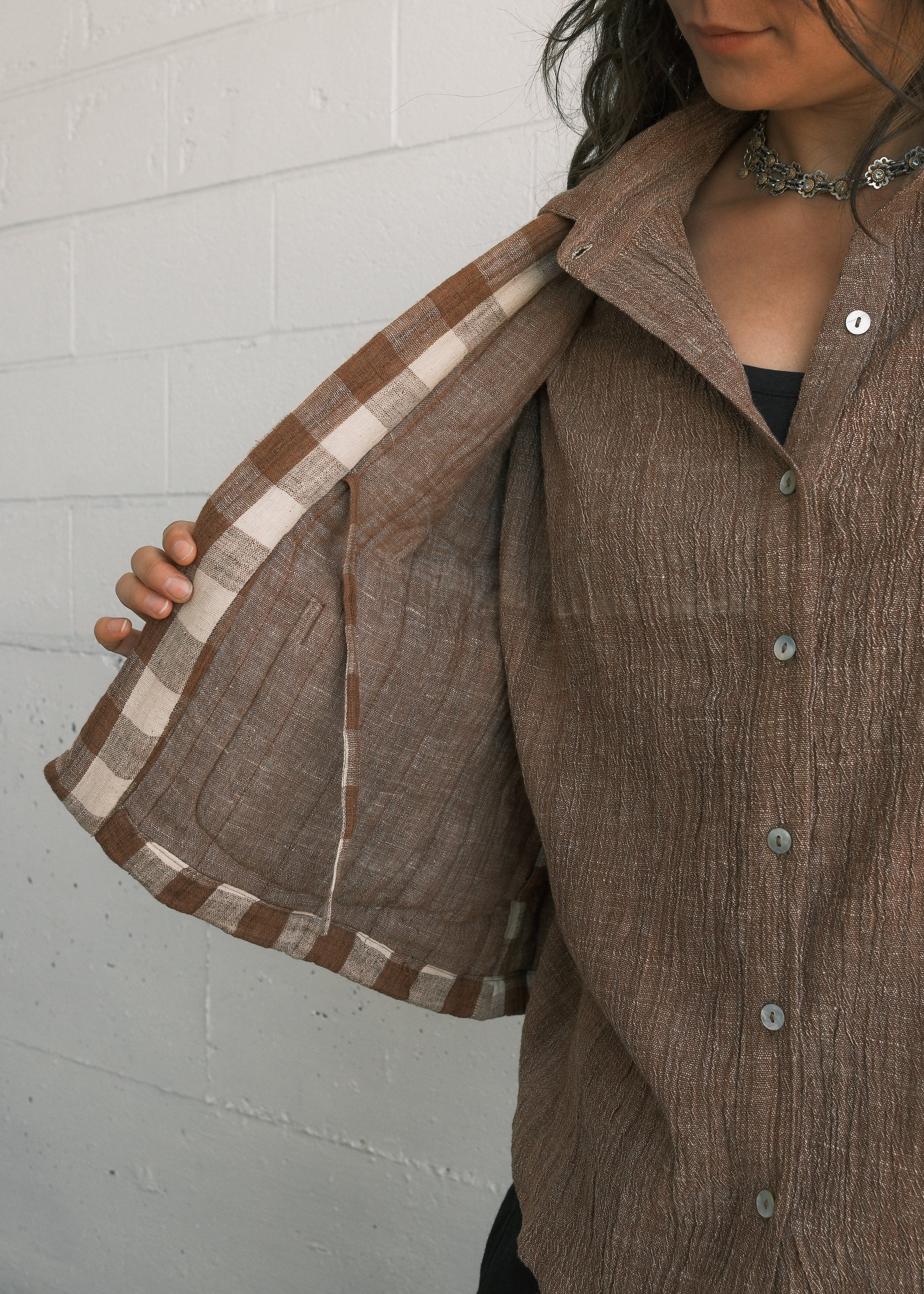 Manali Shirt - Handspun Handwoven Kala Cotton - Cinnamon - Image 8