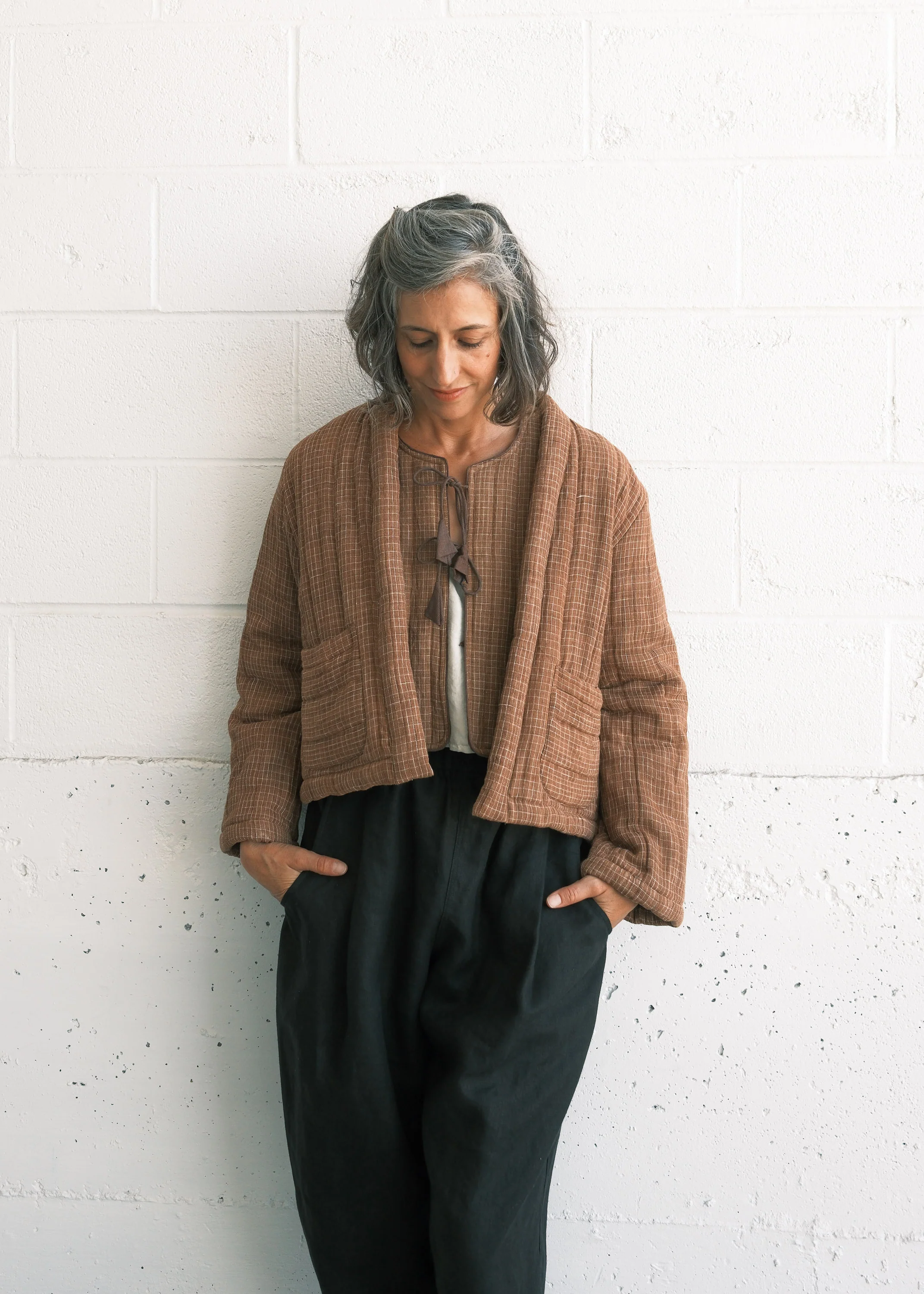 Quilted Juniper Jacket - Handwoven Kala Cotton - Amber Honey - Image 3