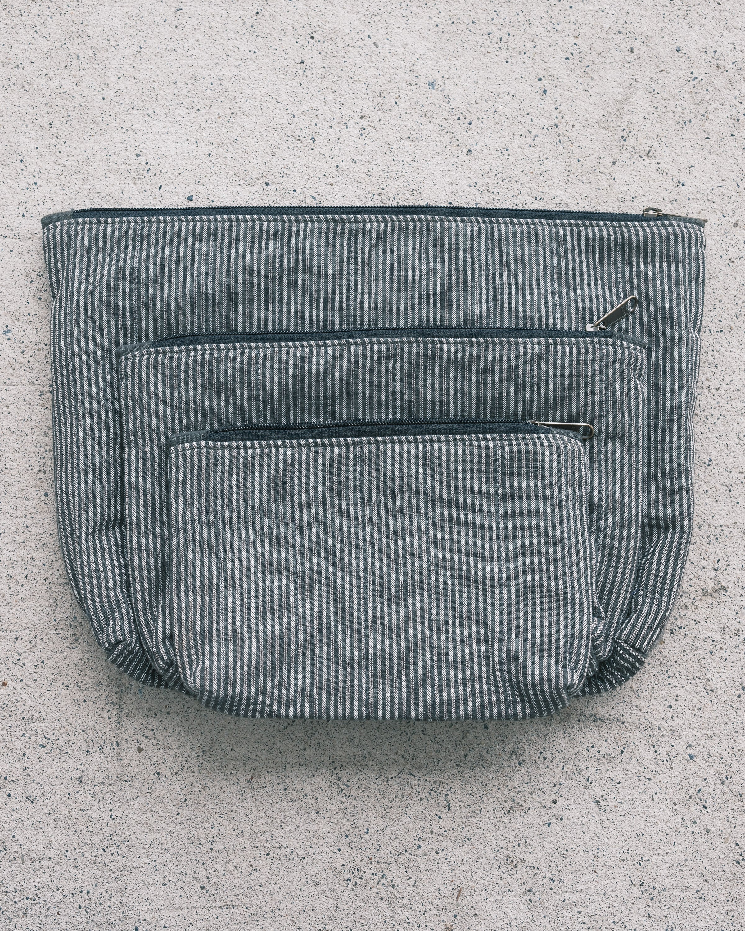 Quilted Organizer Pouches - Set of 3 - Handwoven Cotton - Driftwood - Image 4