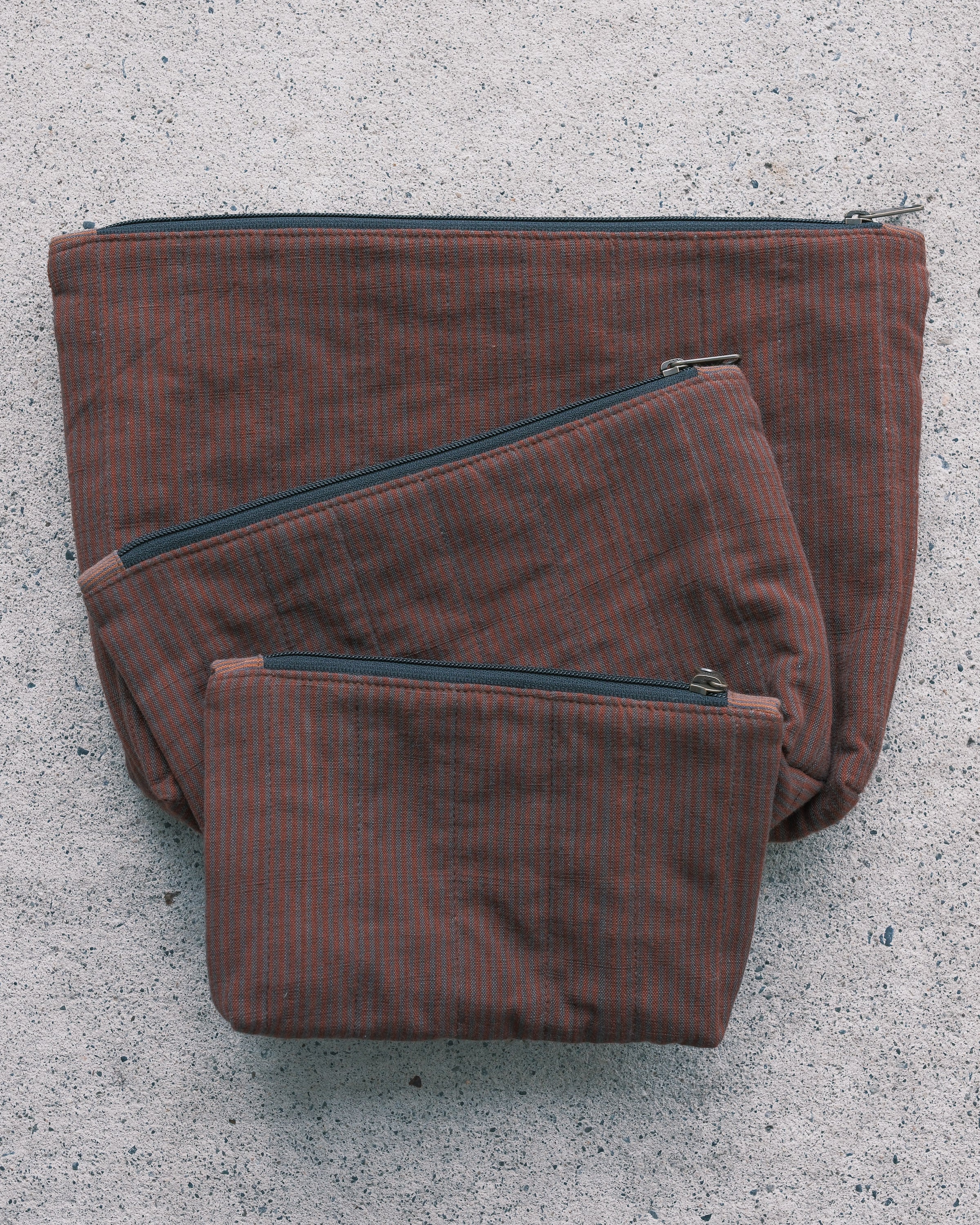Quilted Organizer Pouches - Set of 3 - Handwoven Cotton - Bordeaux - Image 4