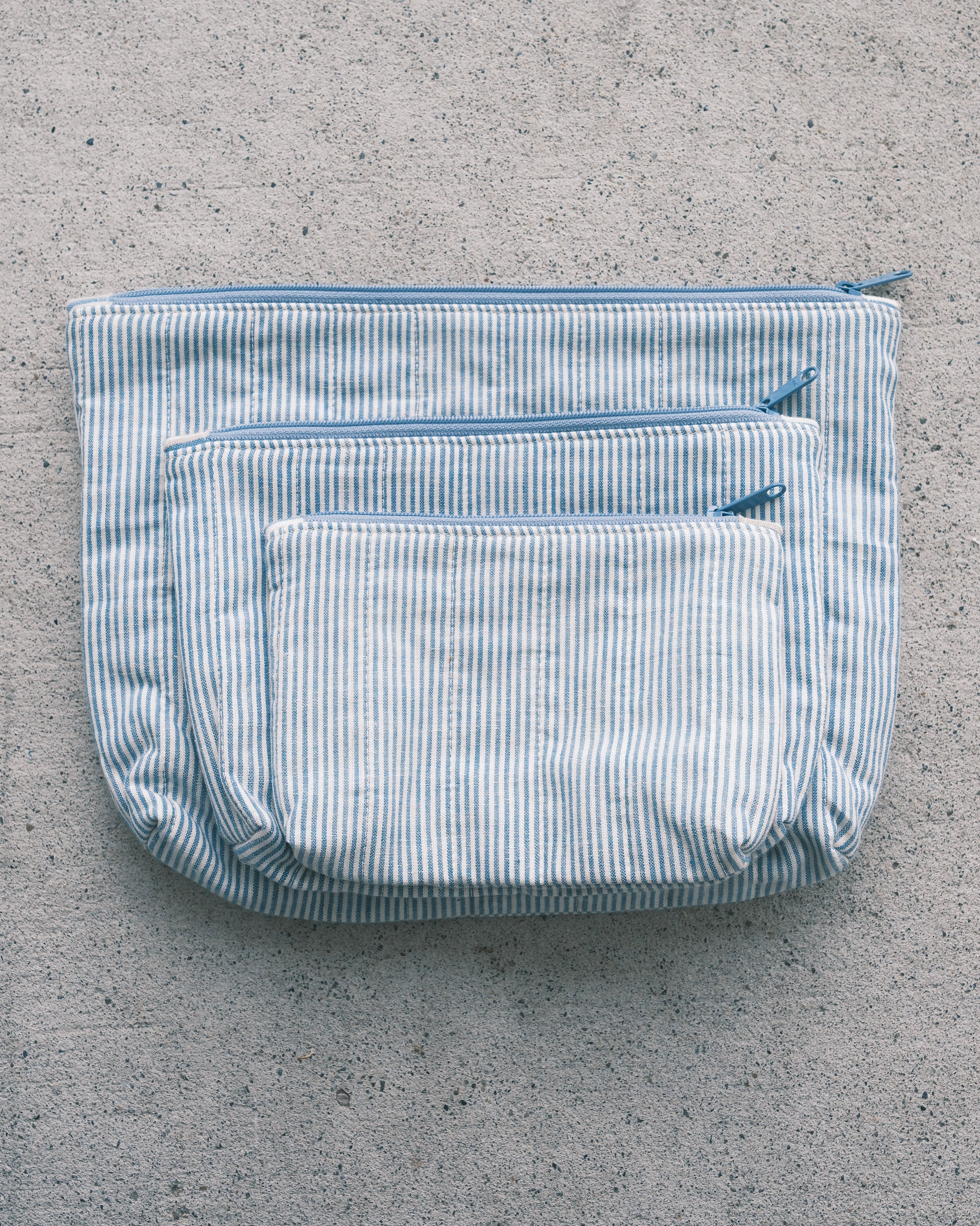 Quilted Organizer Pouches - Set of 3 - Handwoven Cotton - Bateau - Image 2