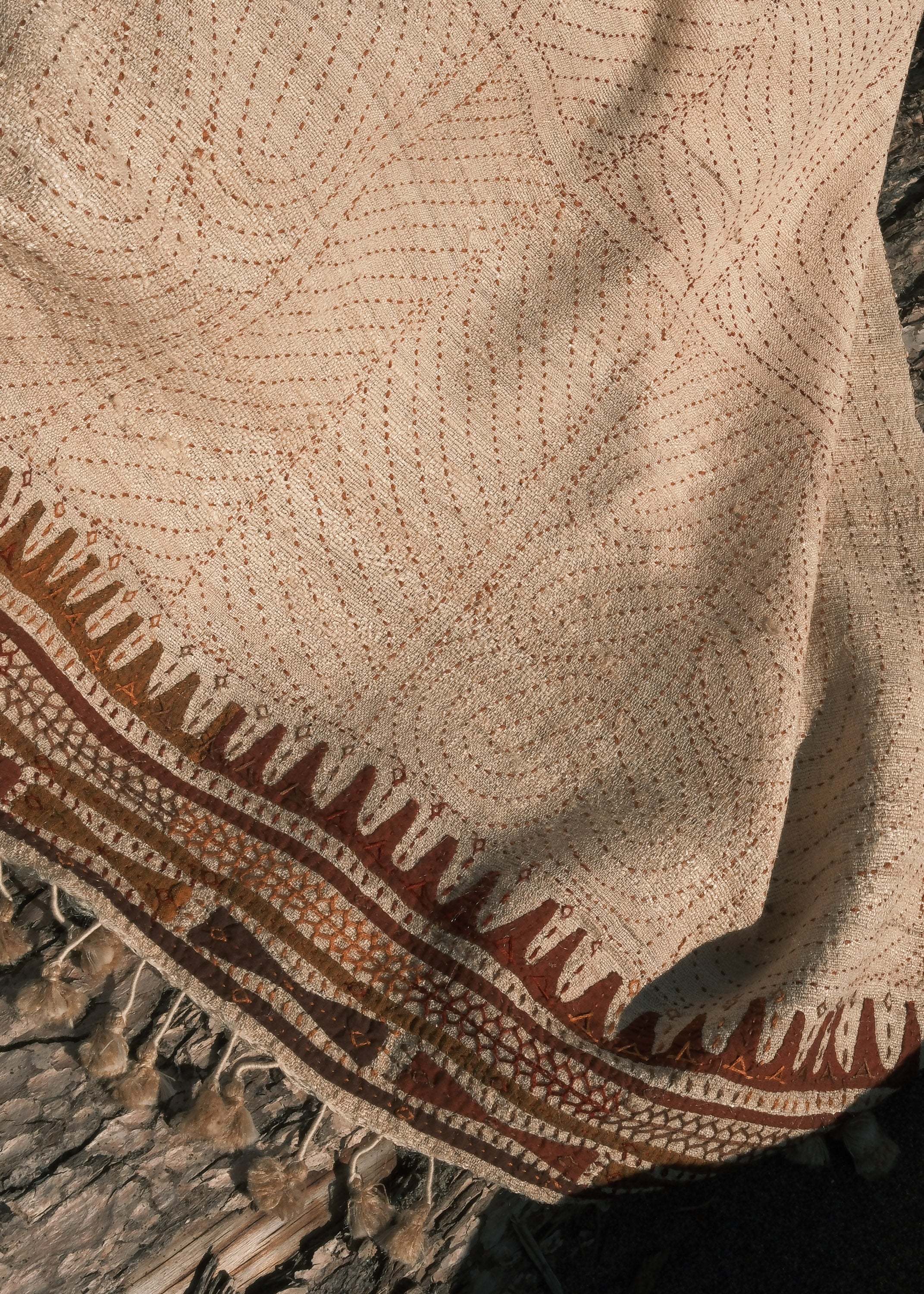 Rabari Shawl - Wild Silk & Cotton - Desert Landing - Image 3