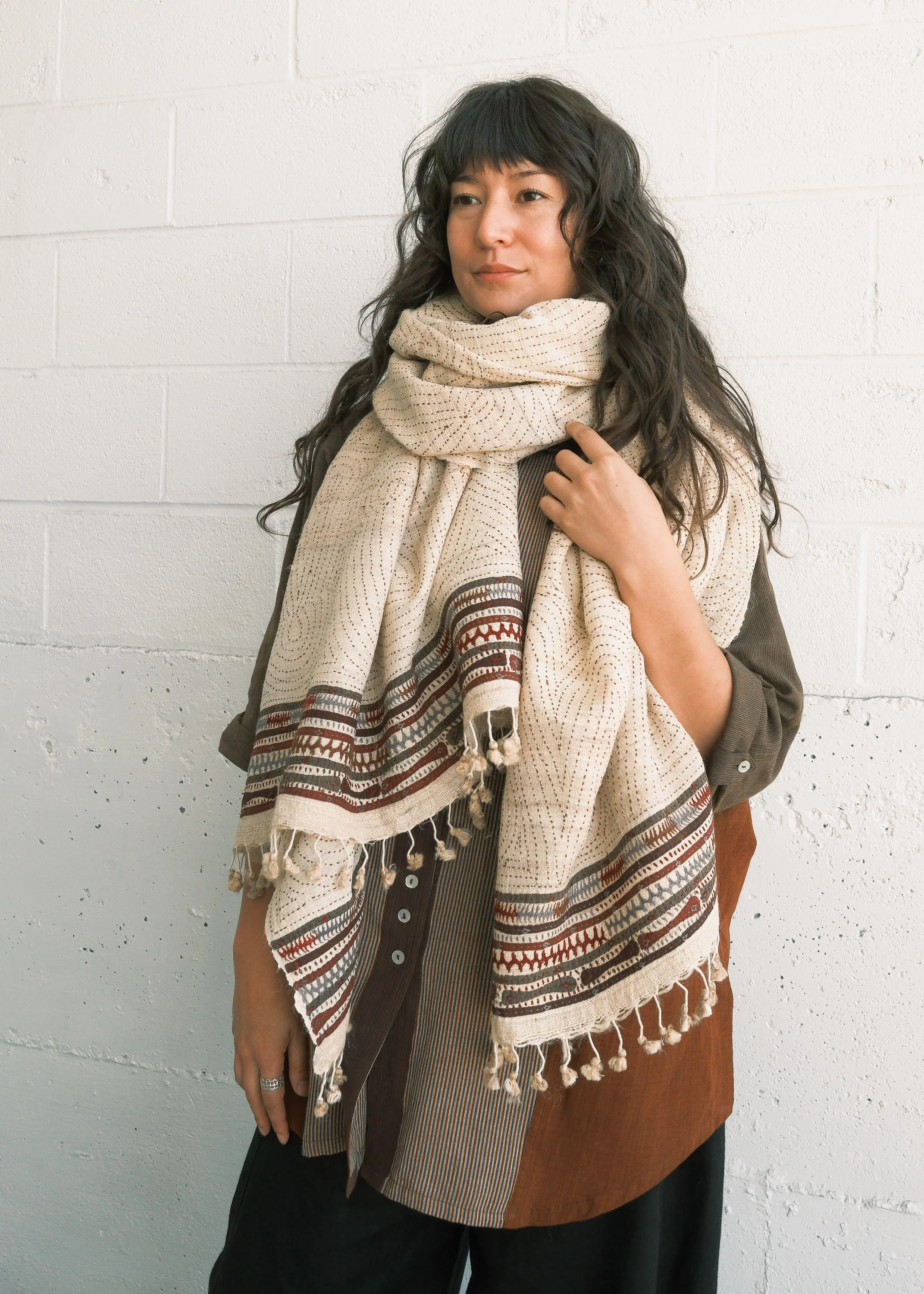 Rabari Shawl - Wild Silk & Cotton - Desert Silk
