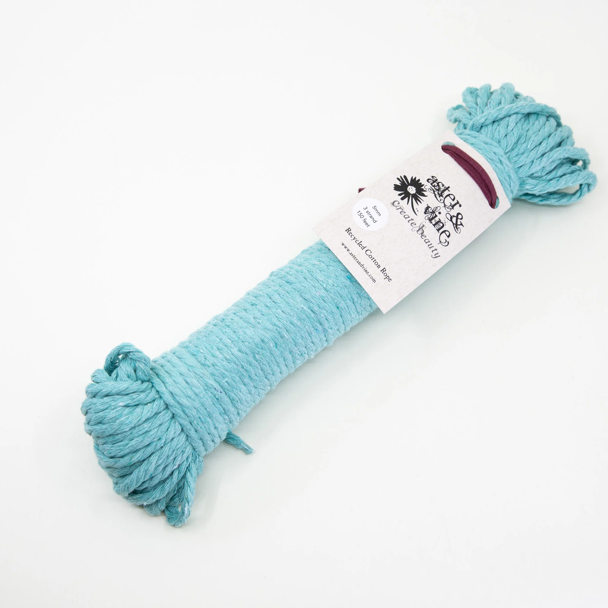 Recycled Cotton Rope - Turquoise 150 feet - Image 3