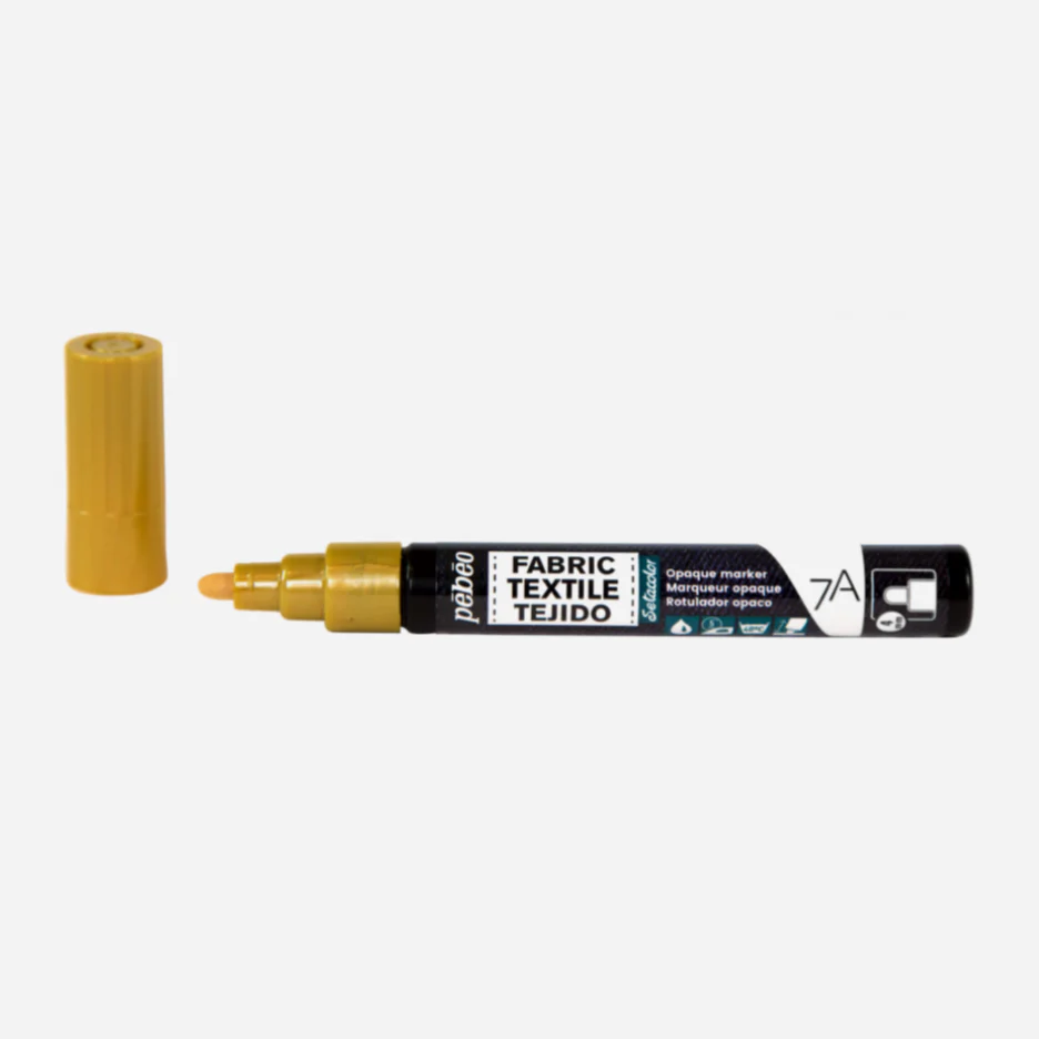 Pebeo Setaskrib 7A Opaque Fabric Marker - Metallic Gold - Image 2