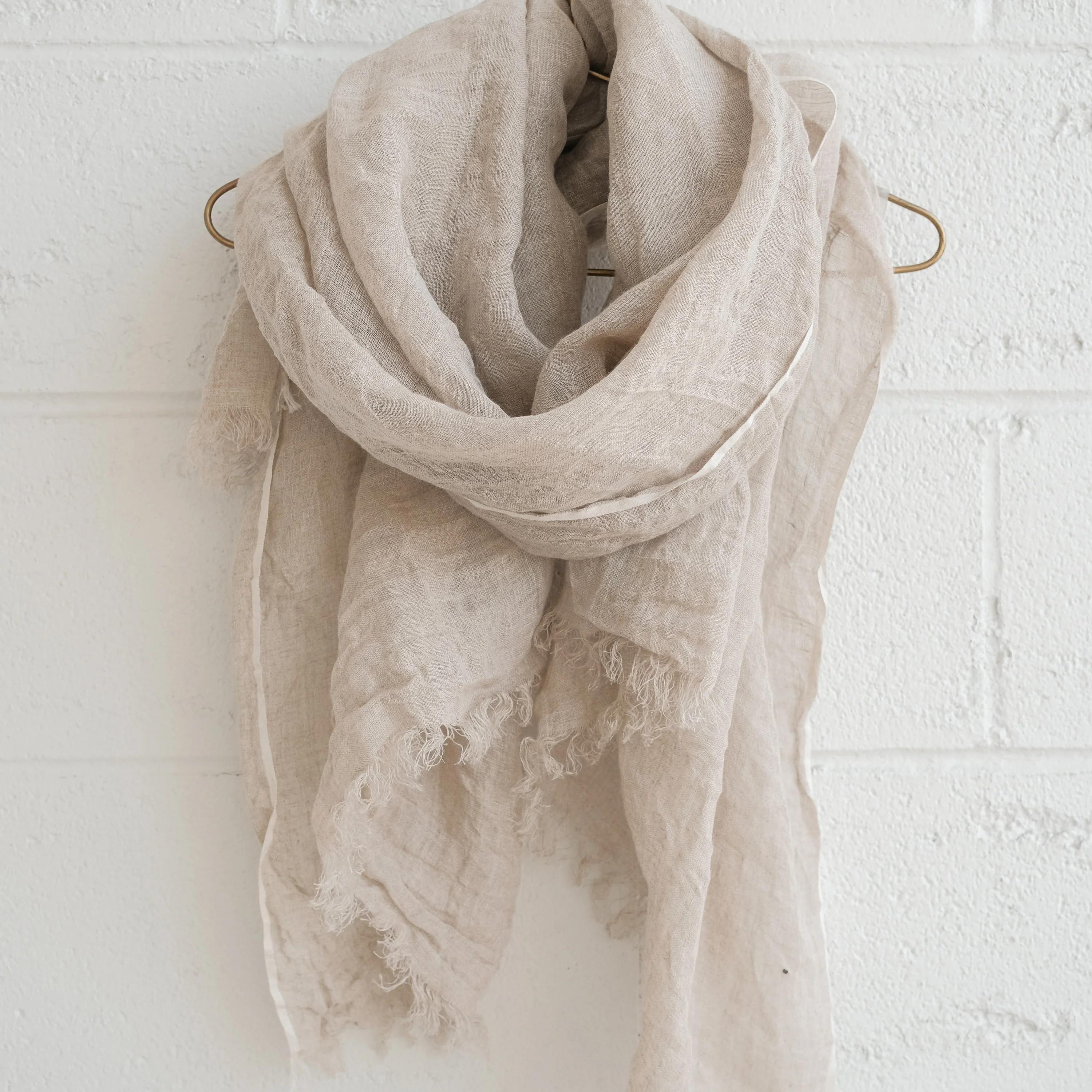 Shawls - Linen Handwoven with Fringe - Natural (6 pack) - Image 3