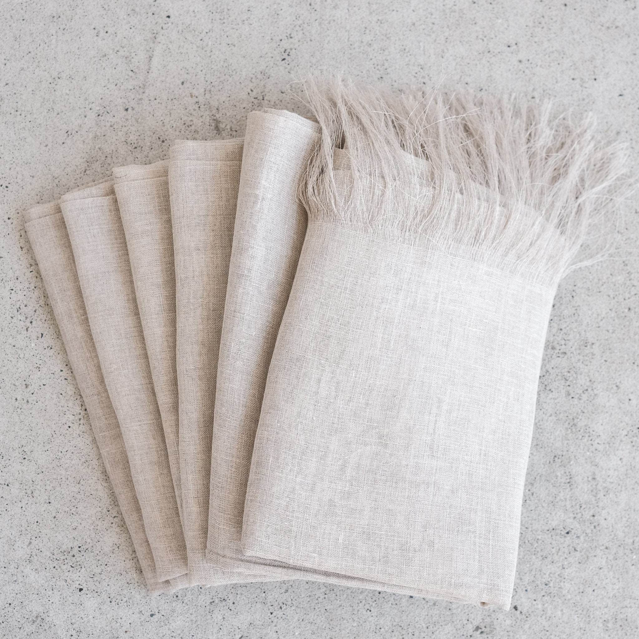 Shawls - Linen Handwoven with Long Fringe - Natural (6 pack)